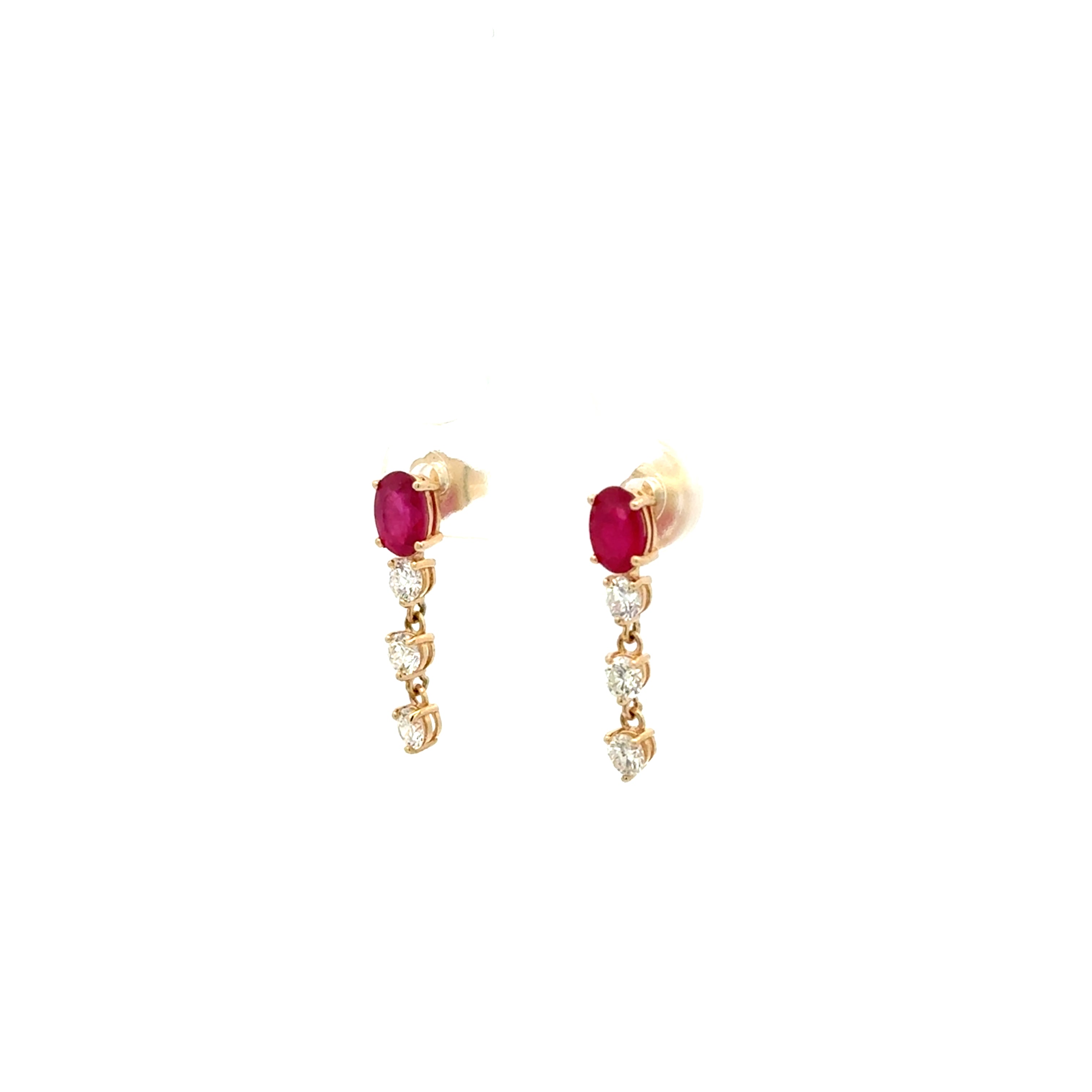 Aretes Rubíes Ovalados Colgantes