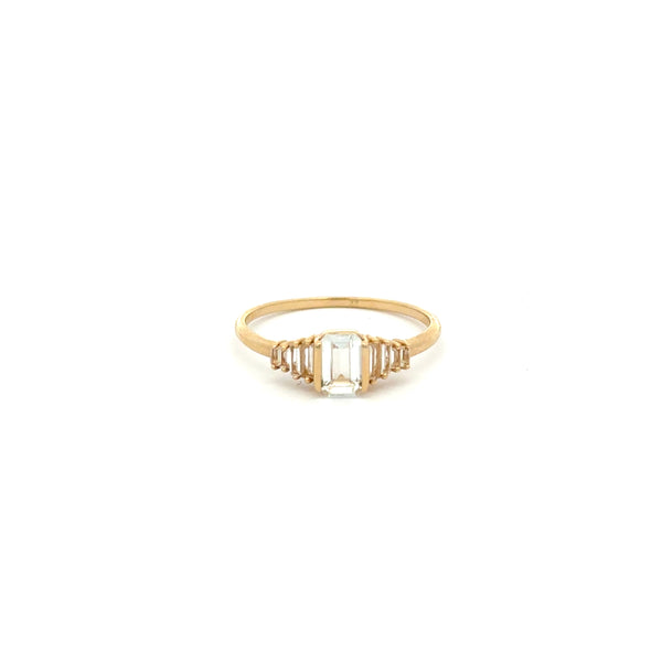 Anillo Topacio Blanco tipo Barrel Shield