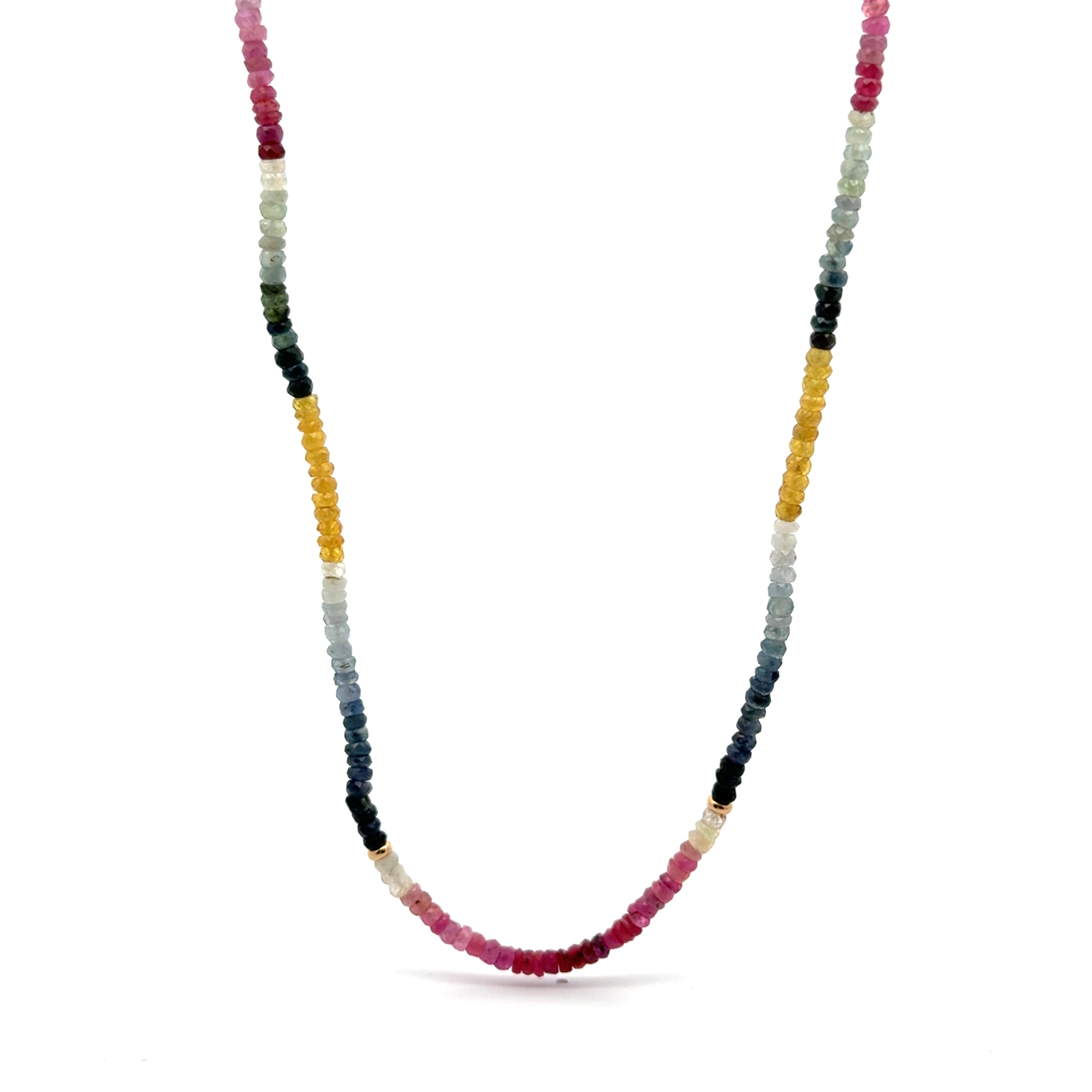 Collar Zafiros Multicolor Rondel con Oro