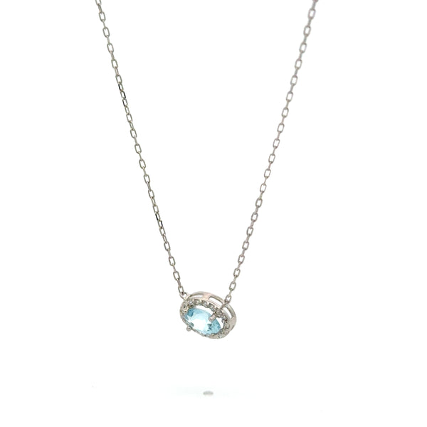 Collar Aguamarina con Halo