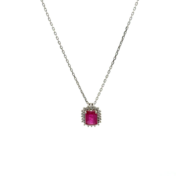 Set Rubís Con Halo Diamantes