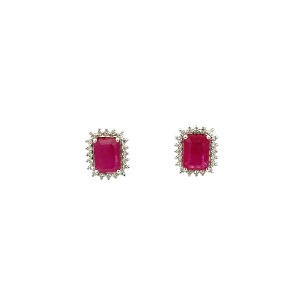 Set Rubís Con Halo Diamantes