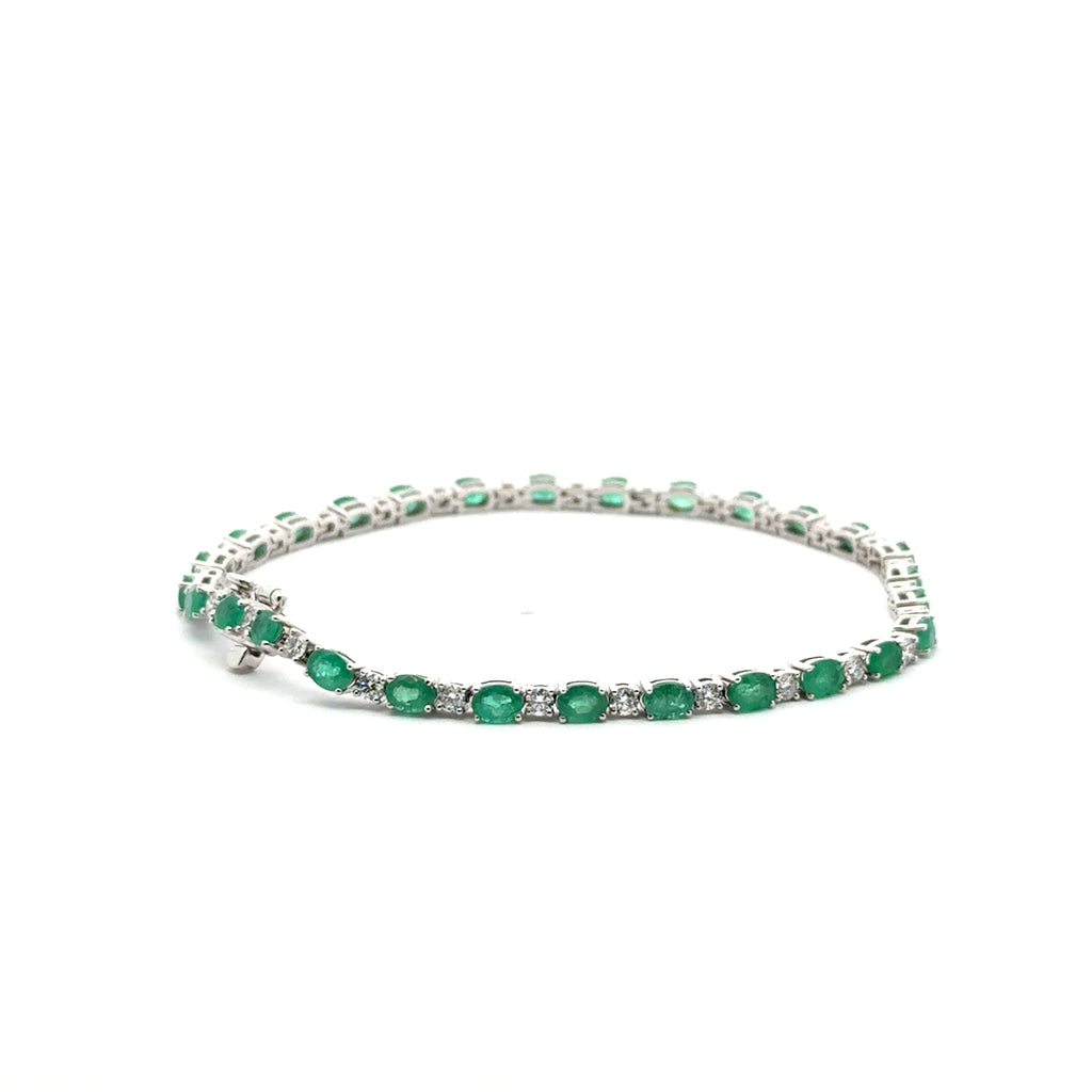 Pulsera Tennis de Esmeraldas y Diamantes