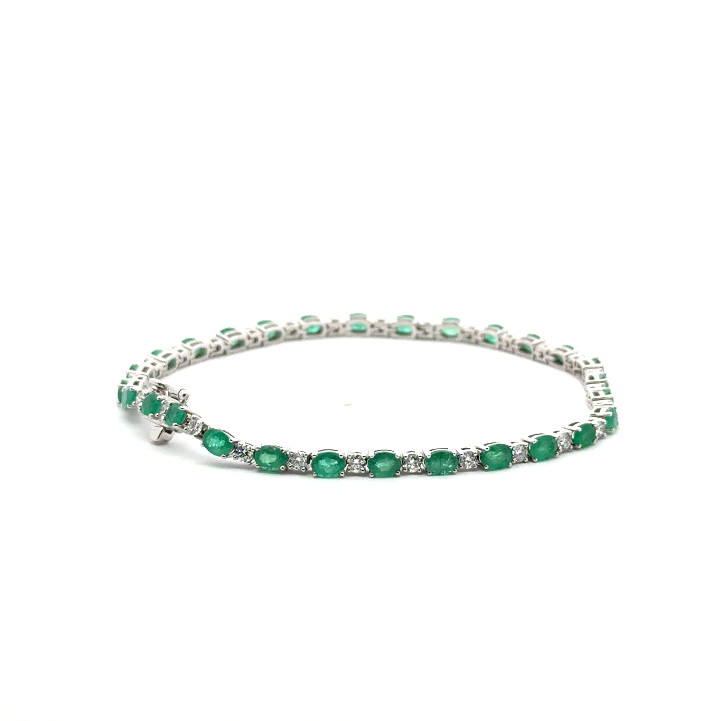 Pulsera Tennis de Esmeraldas y Diamantes
