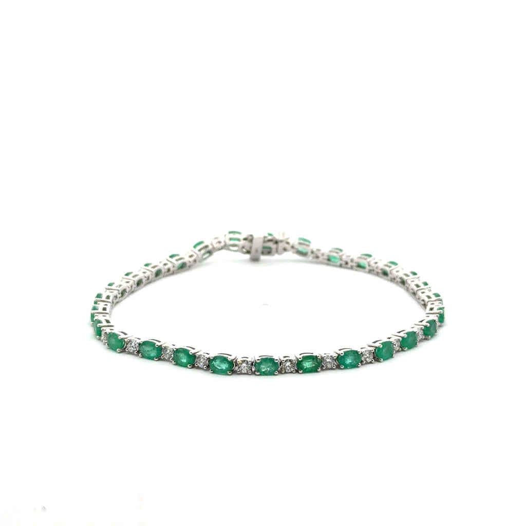 Pulsera Tennis de Esmeraldas y Diamantes