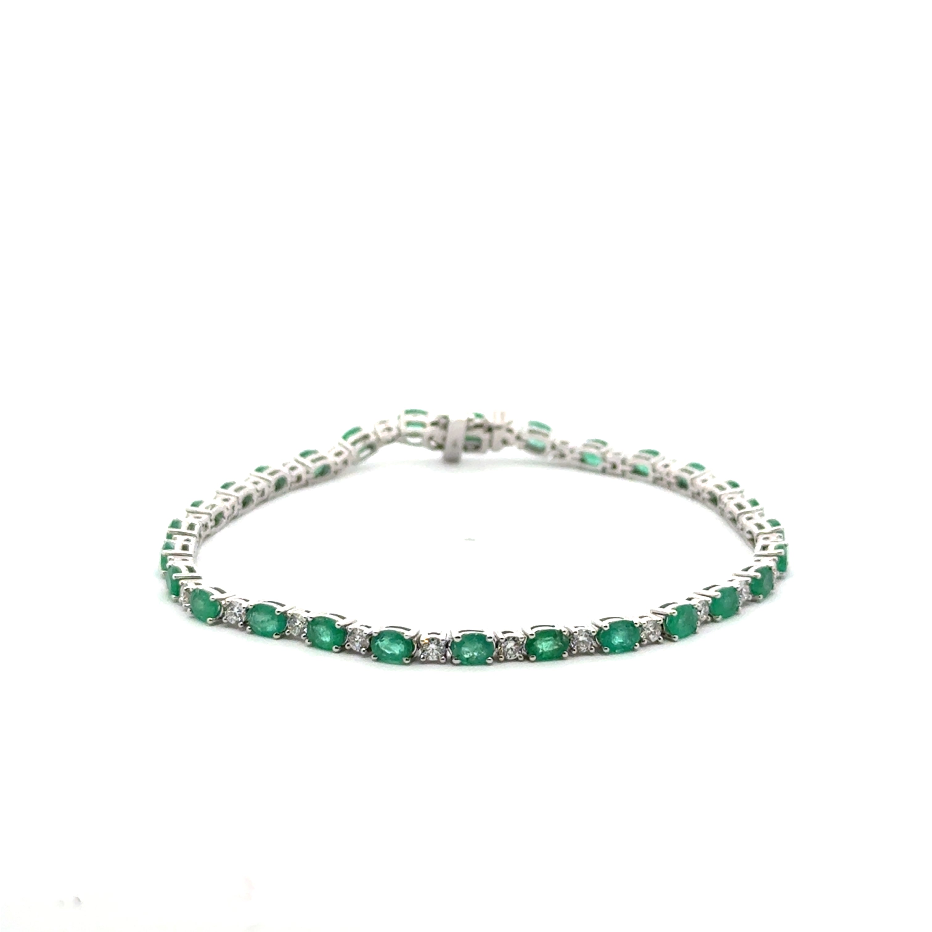 Pulsera Tennis de Esmeraldas y Diamantes