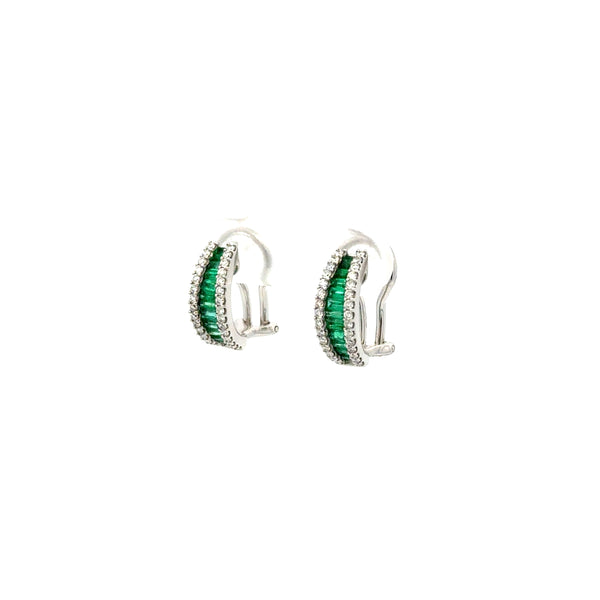 Arracadas Esmeralda Baguette y Diamantes