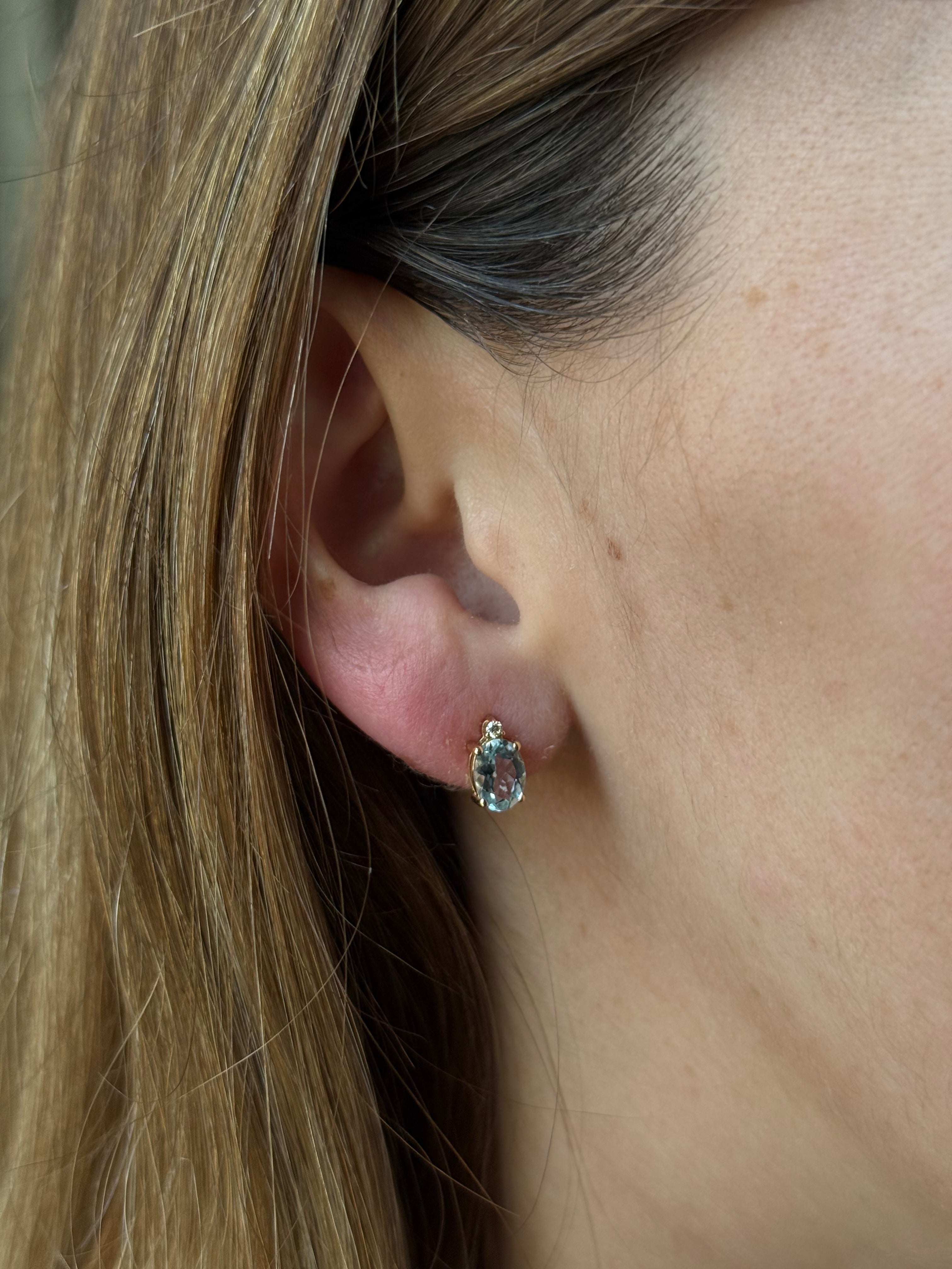 Aretes Aguamarina y Diamante