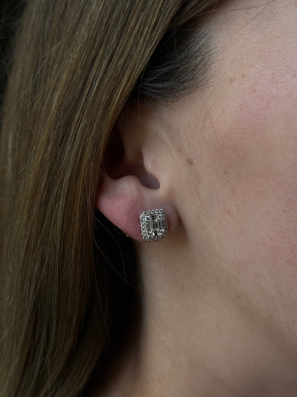 Aretes Ilusión Diamantes Mixtos