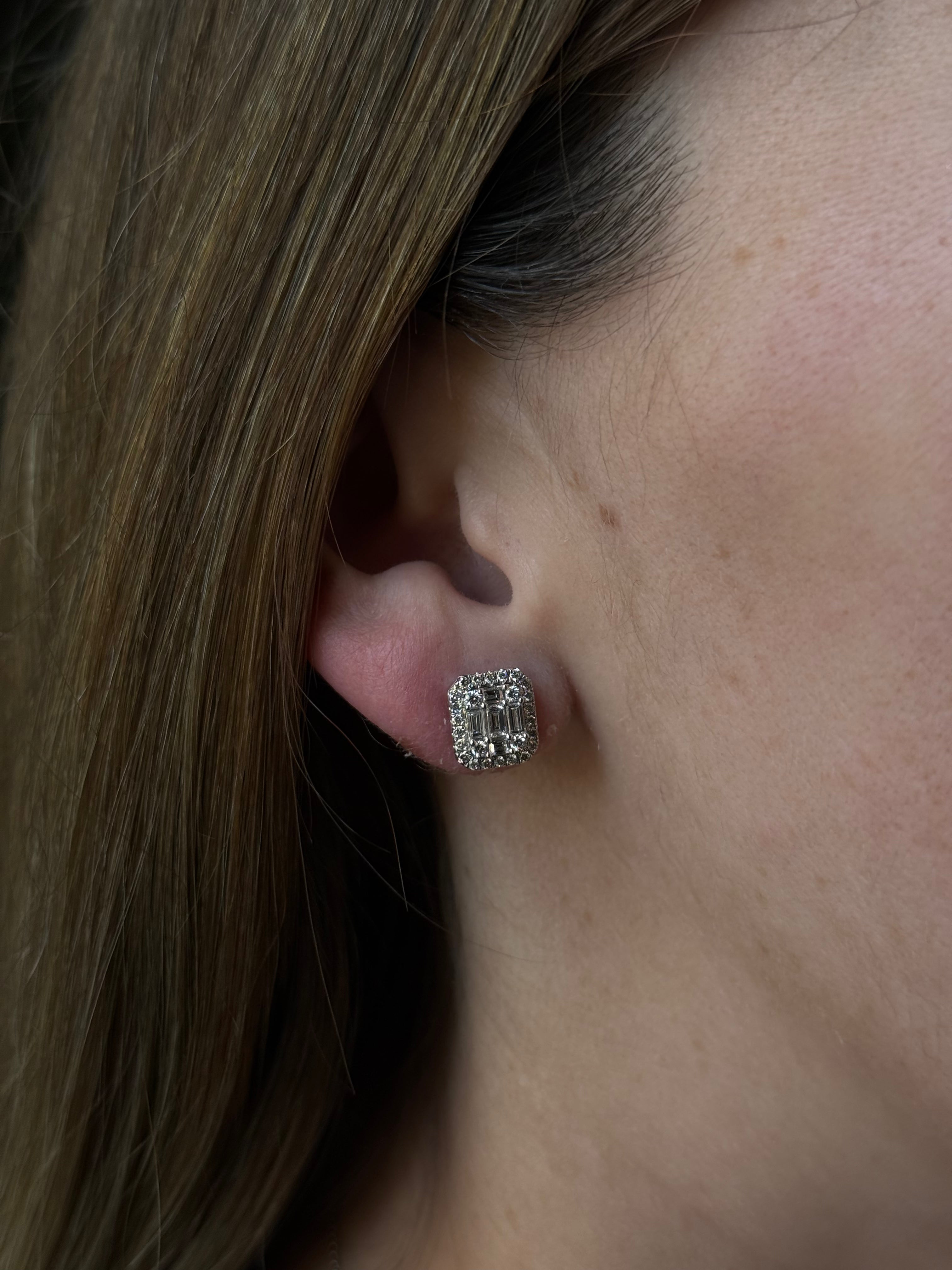 Aretes Ilusión Diamantes Mixtos