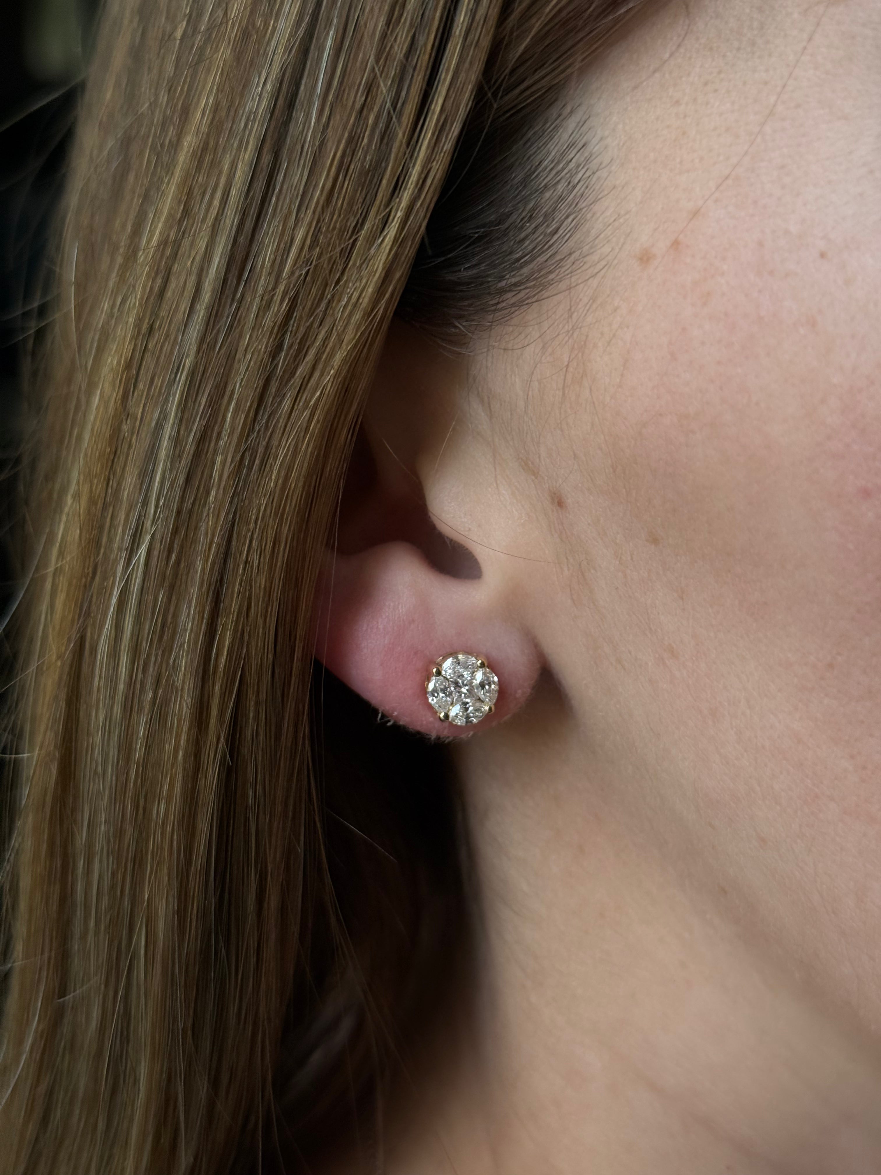 Aretes Ilusión Diamantes Redondos