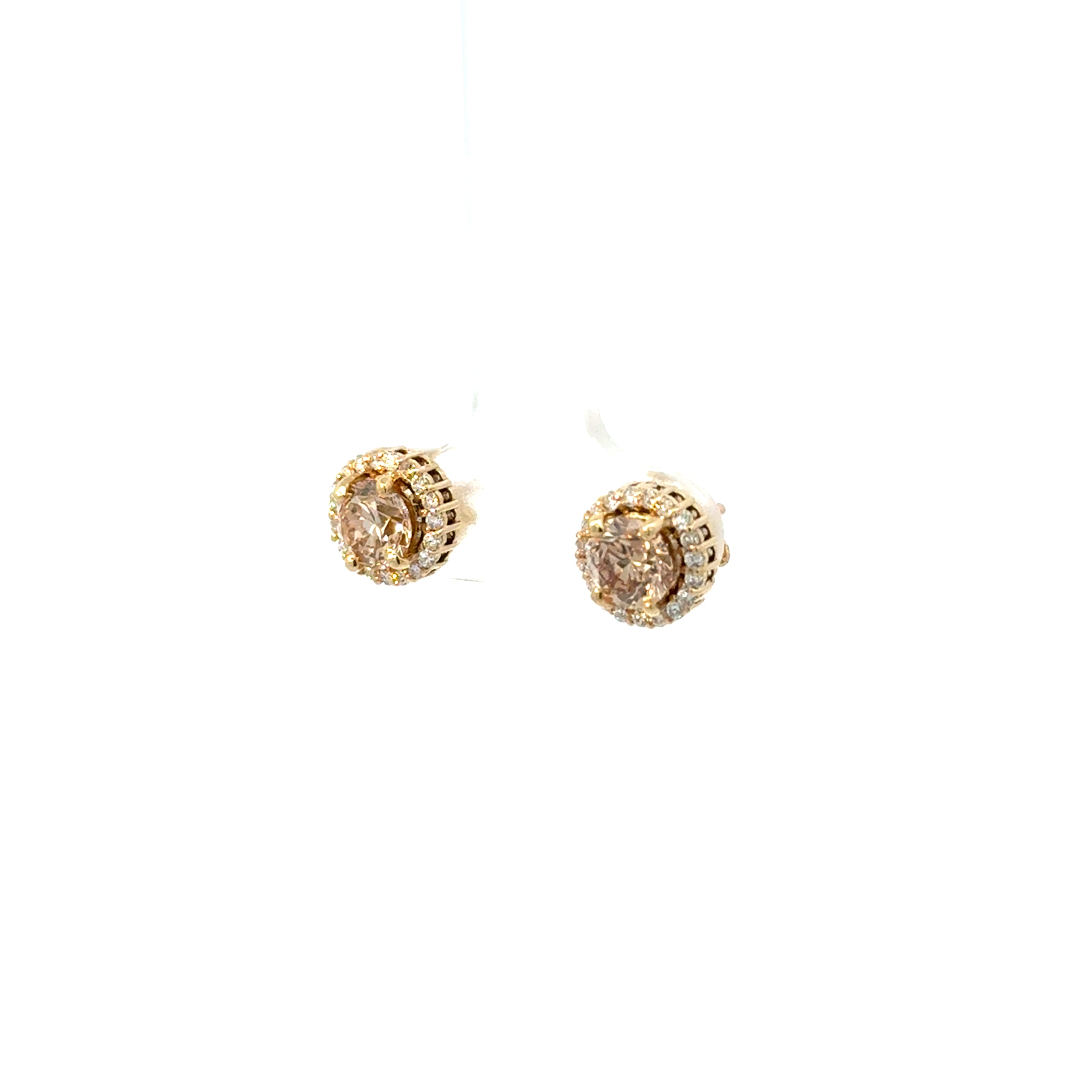 Studs Diamantes Champagne con Halo