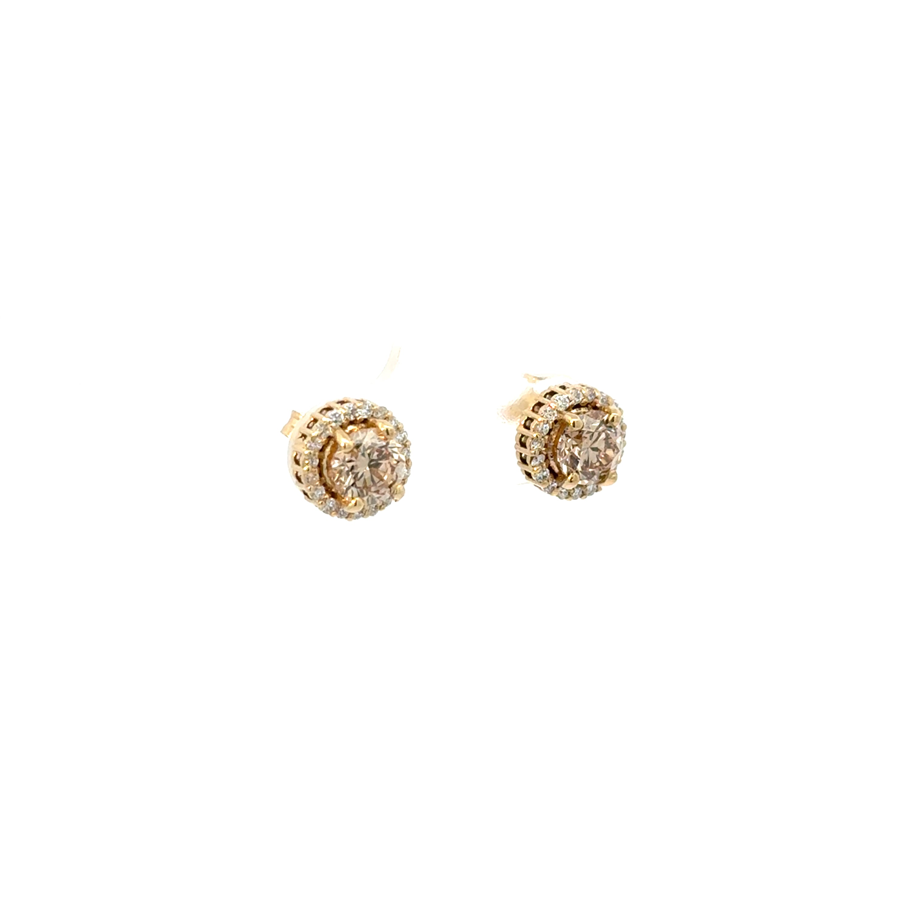Studs Diamantes Champagne con Halo