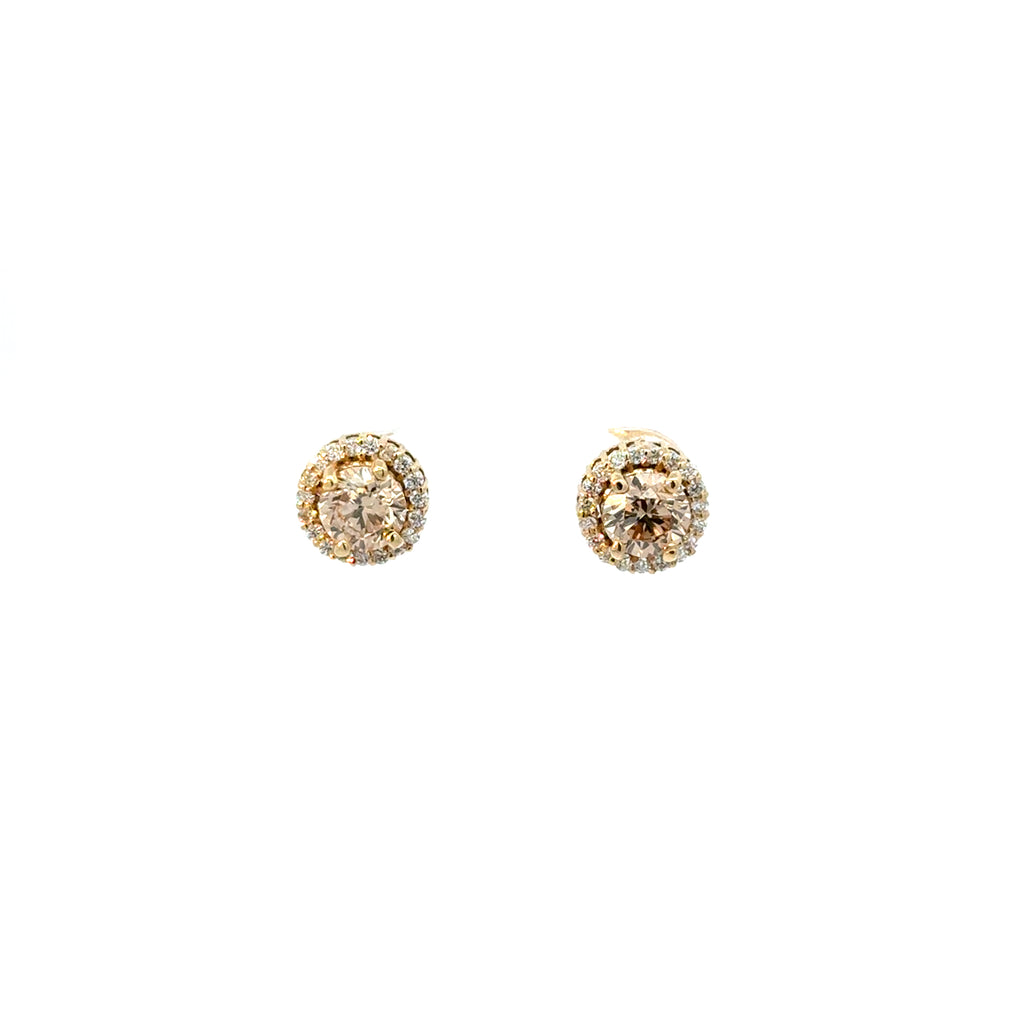 Studs Diamantes Champagne con Halo