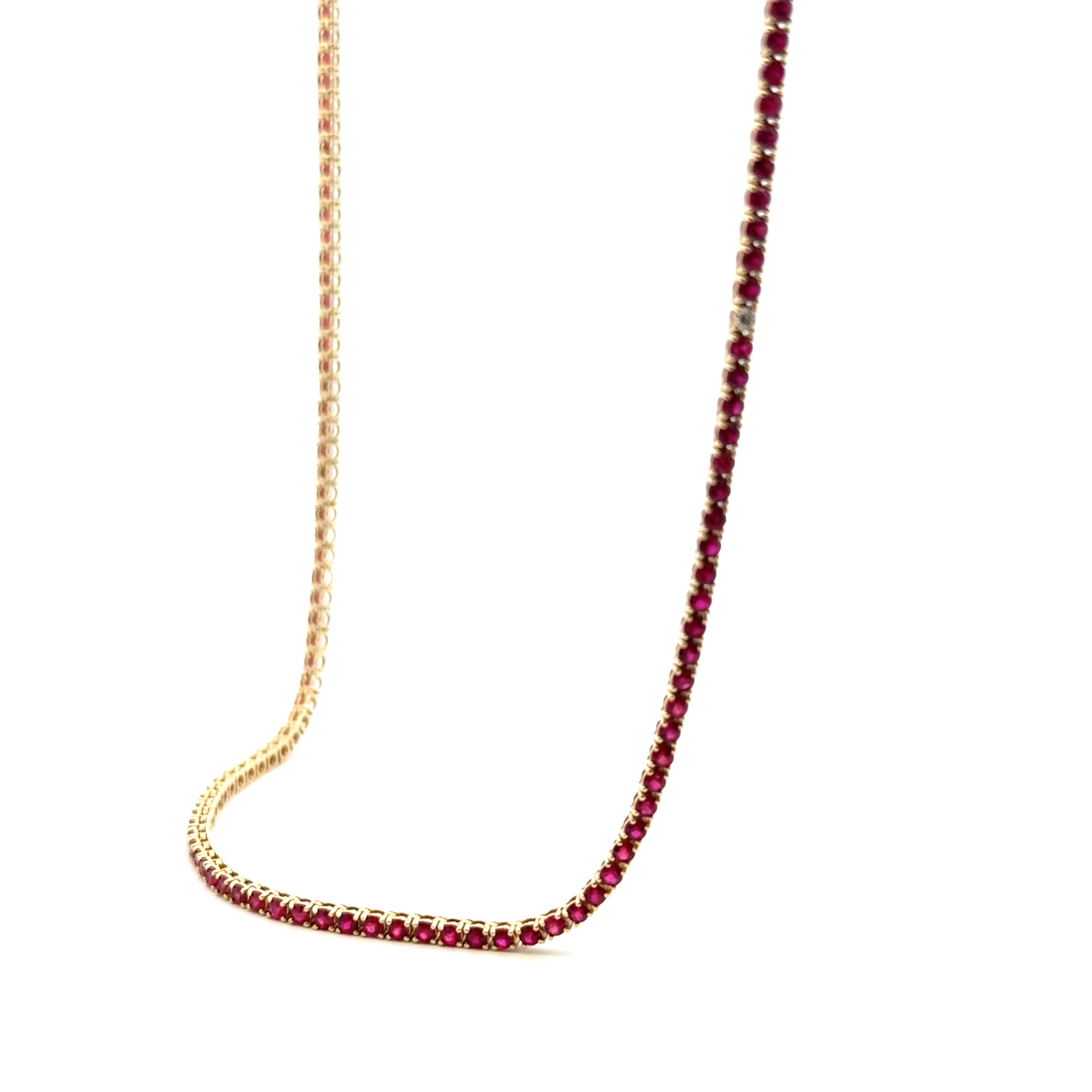 Collar Tennis Rubí con Diamantes