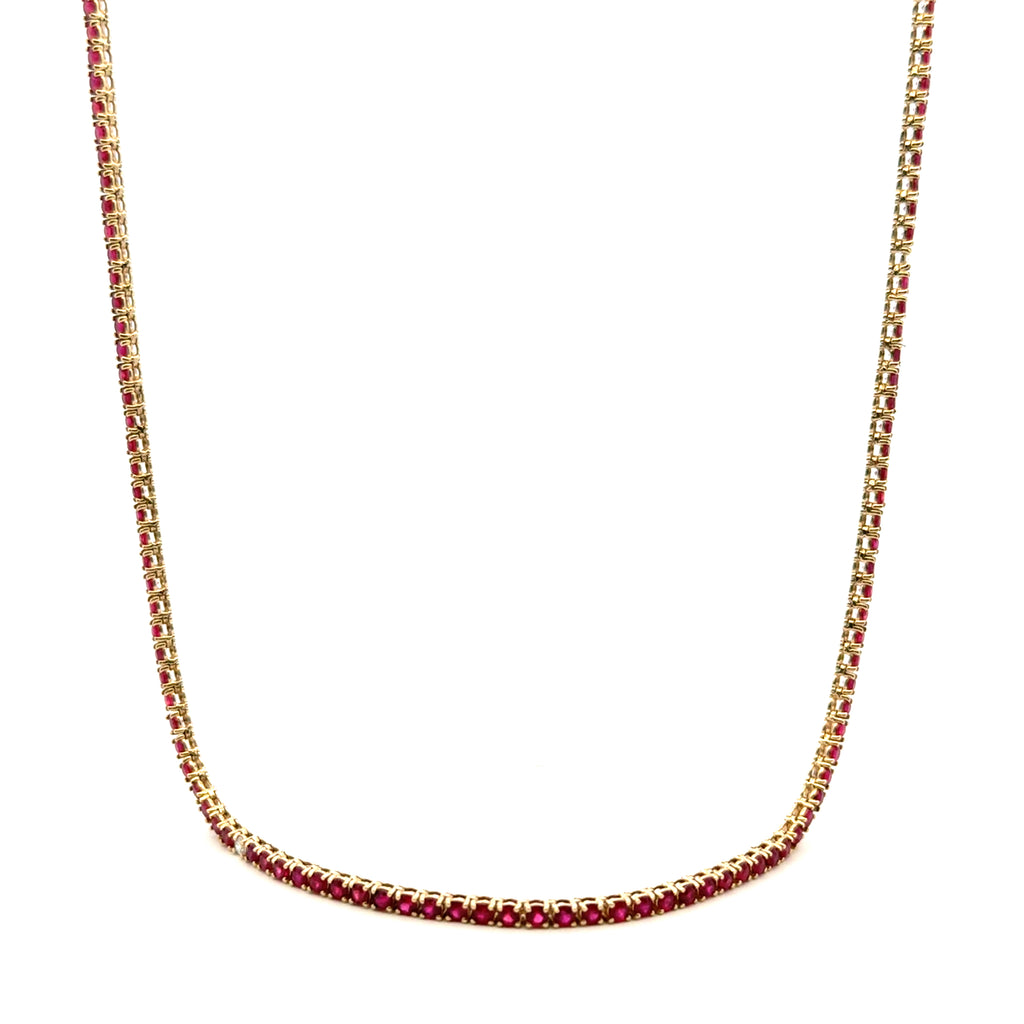 Collar Tennis Rubí con Diamantes
