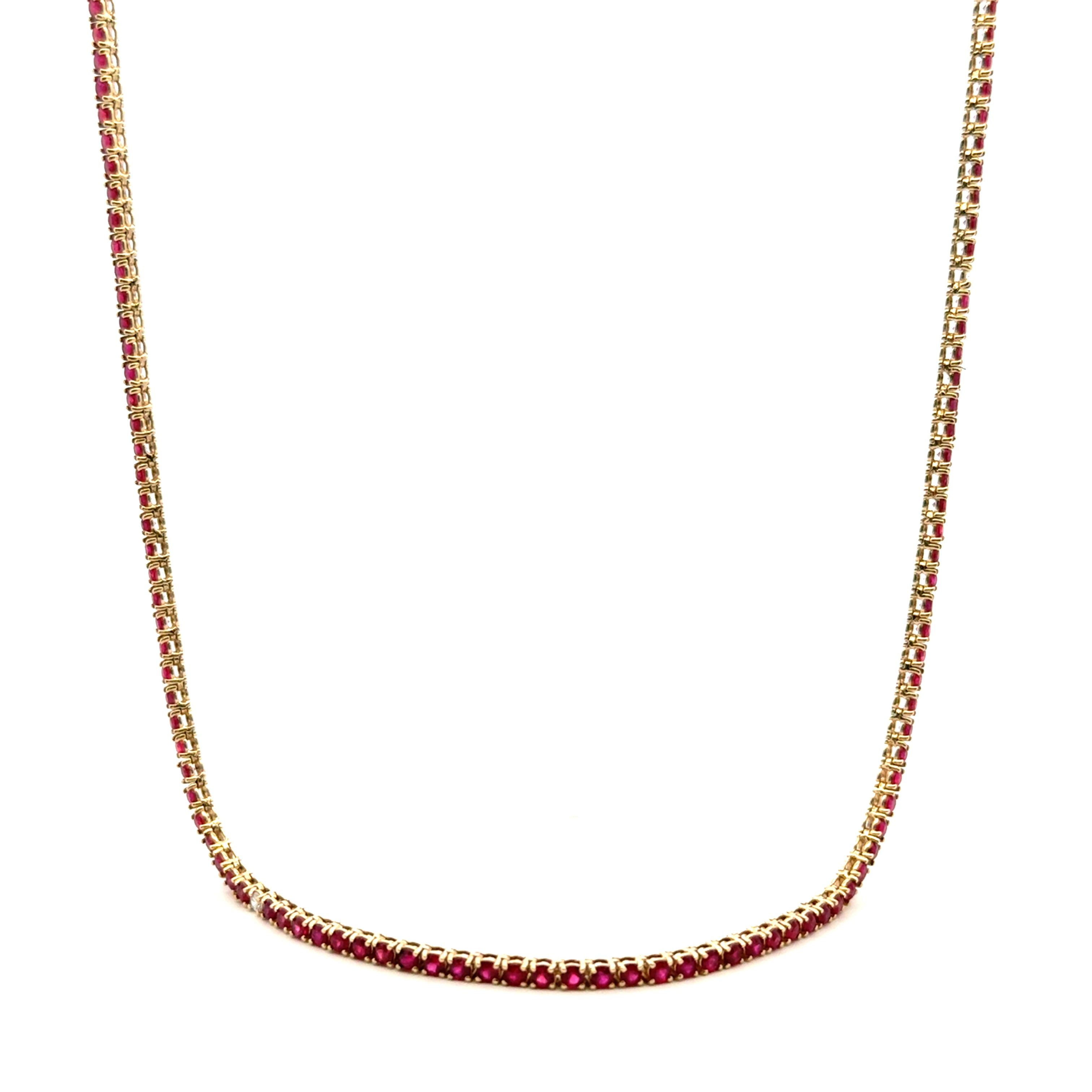 Collar Tennis Rubí con Diamantes