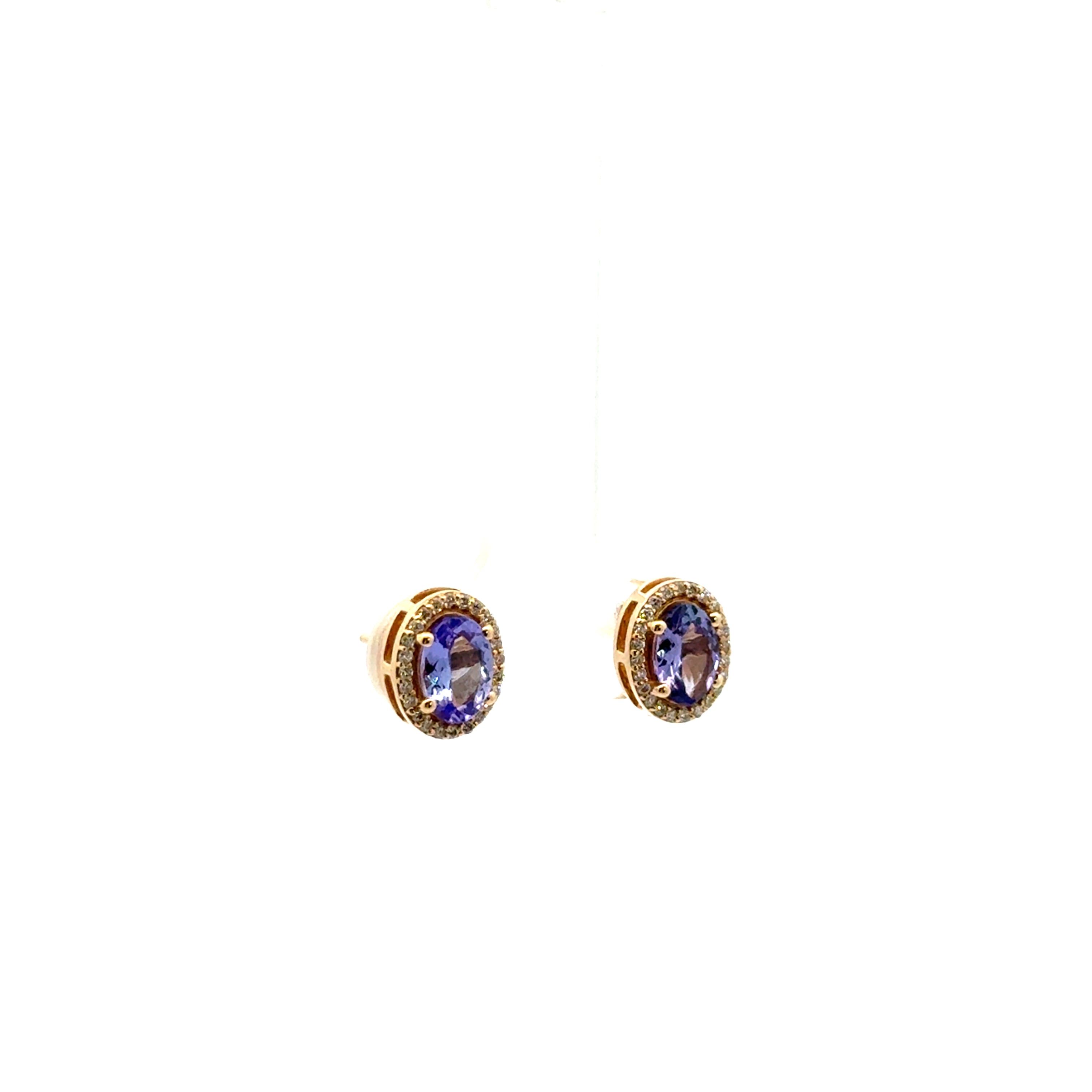 Aretes Tanzanita con Halo Diamantes