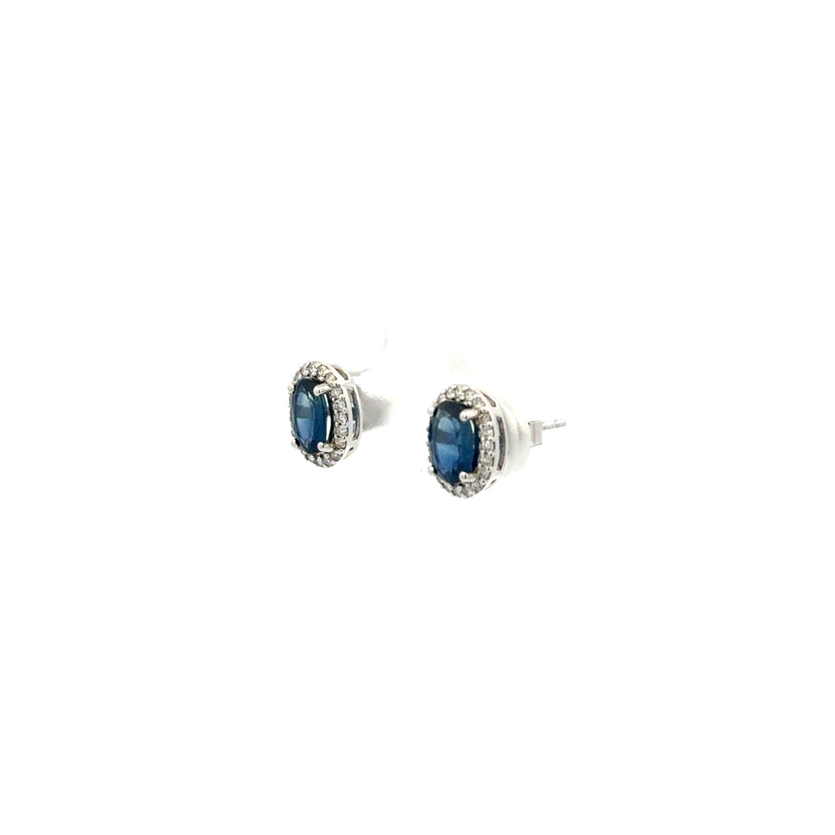 Aretes Zafiro con Halo Diamantes