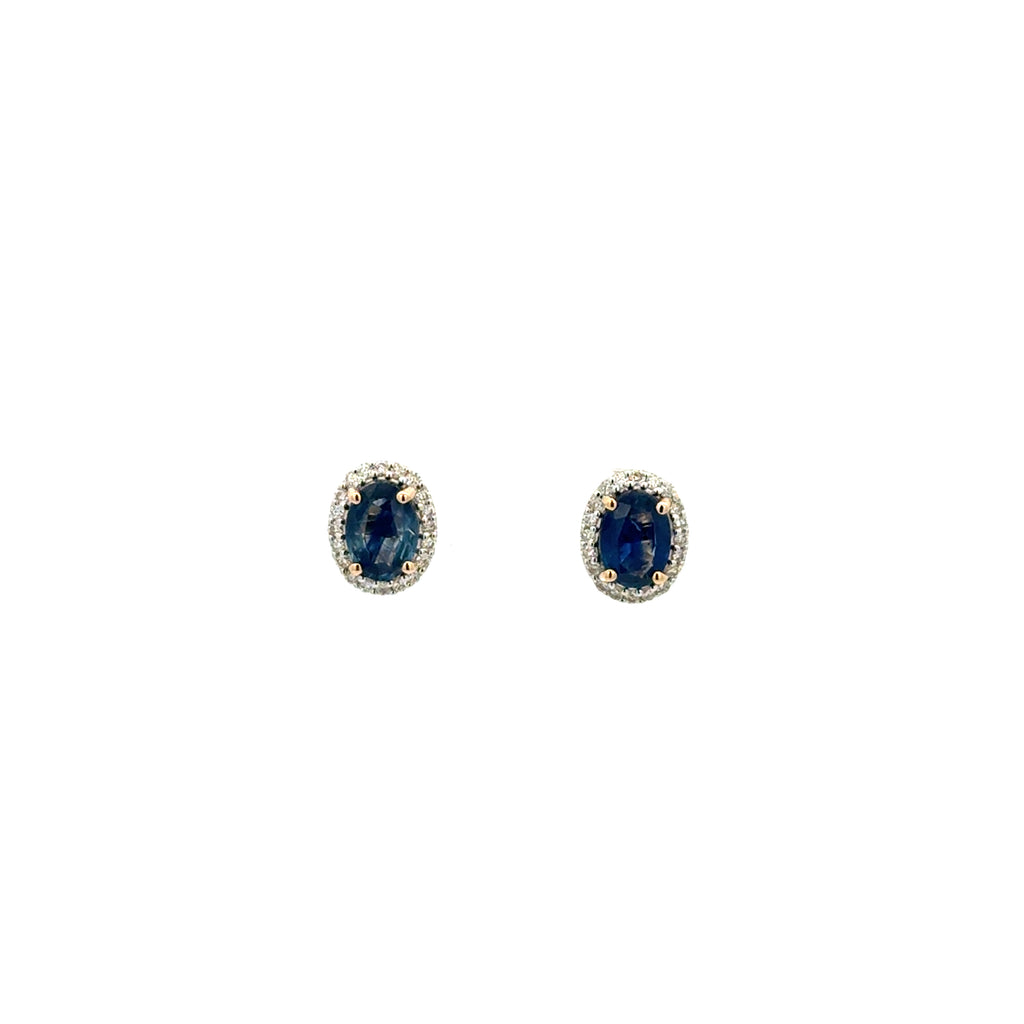 Aretes Zafiro con Halo Diamantes