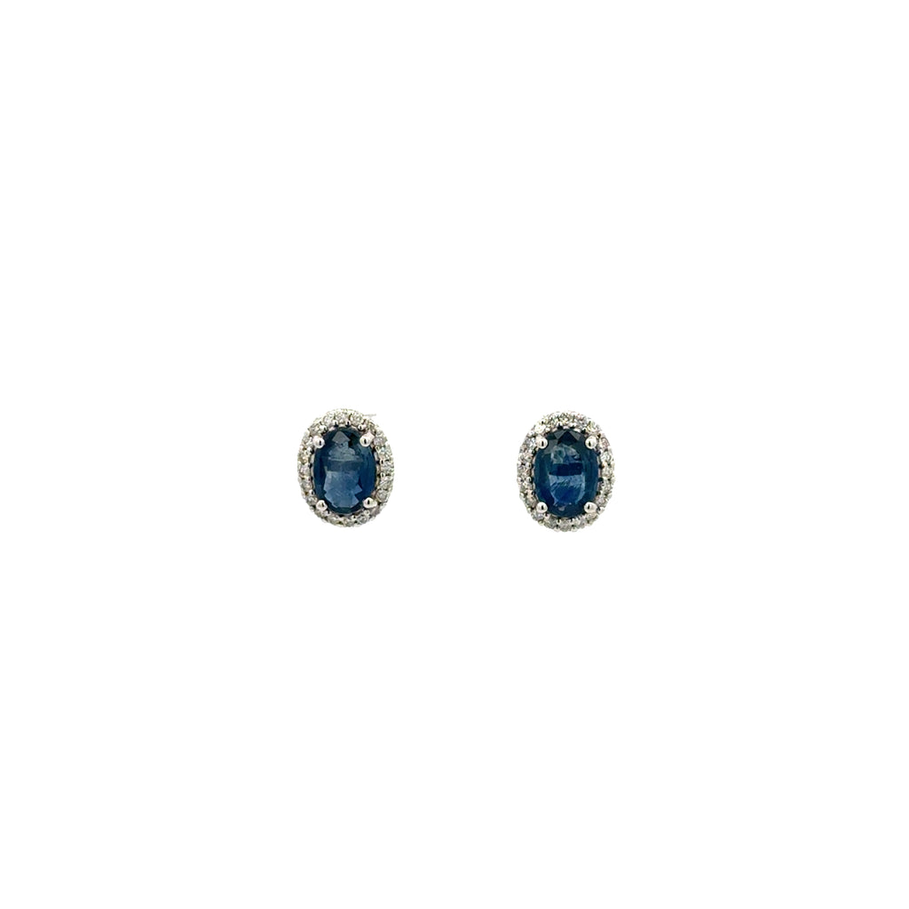 Aretes Zafiro con Halo Diamantes