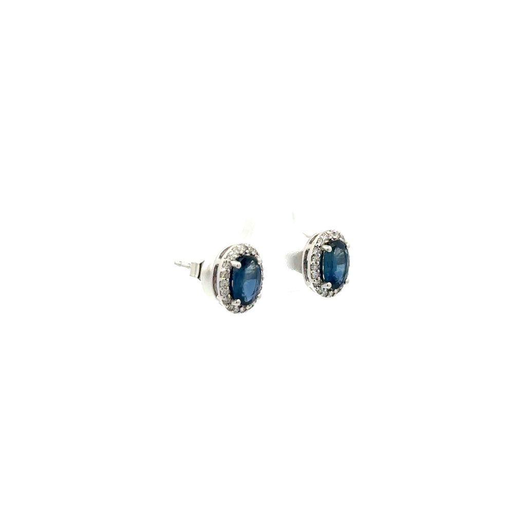 Aretes Zafiro con Halo Diamantes