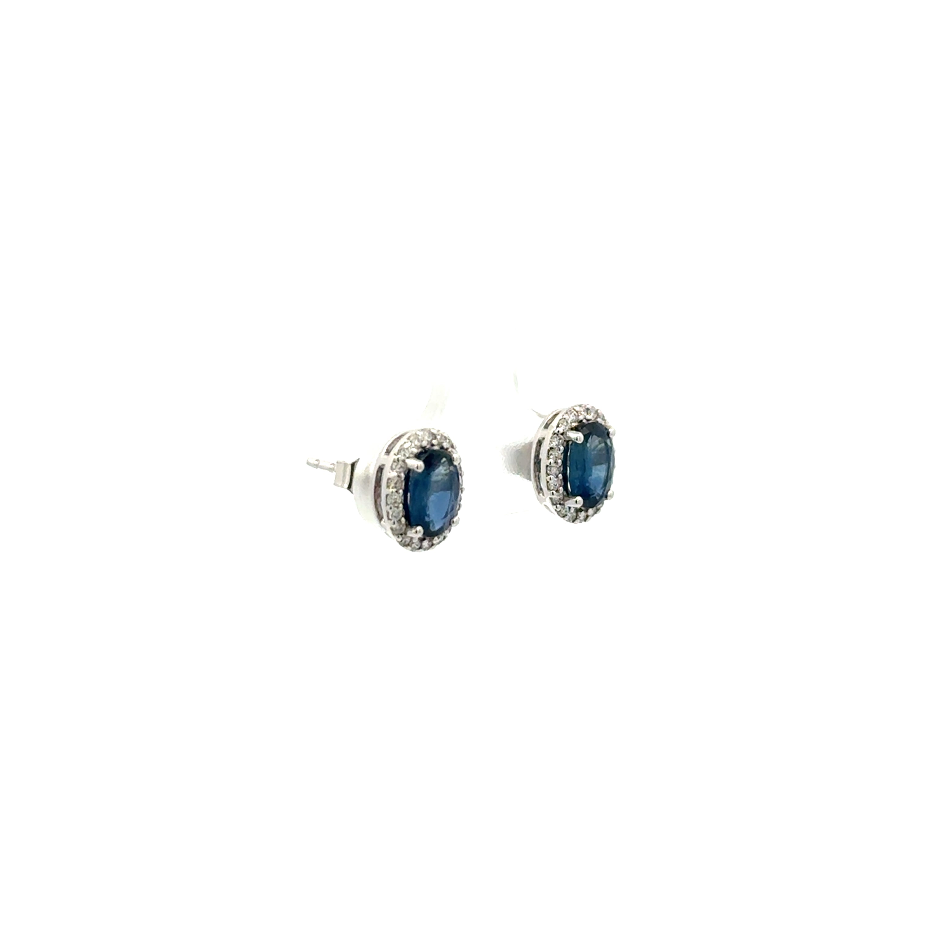 Aretes Zafiro con Halo Diamantes