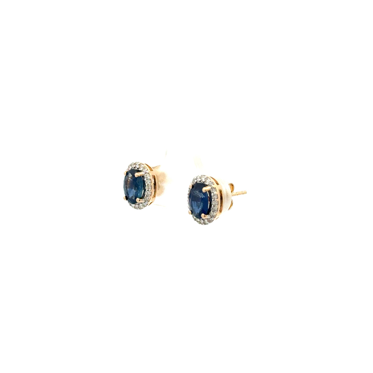 Aretes Zafiro con Halo Diamantes