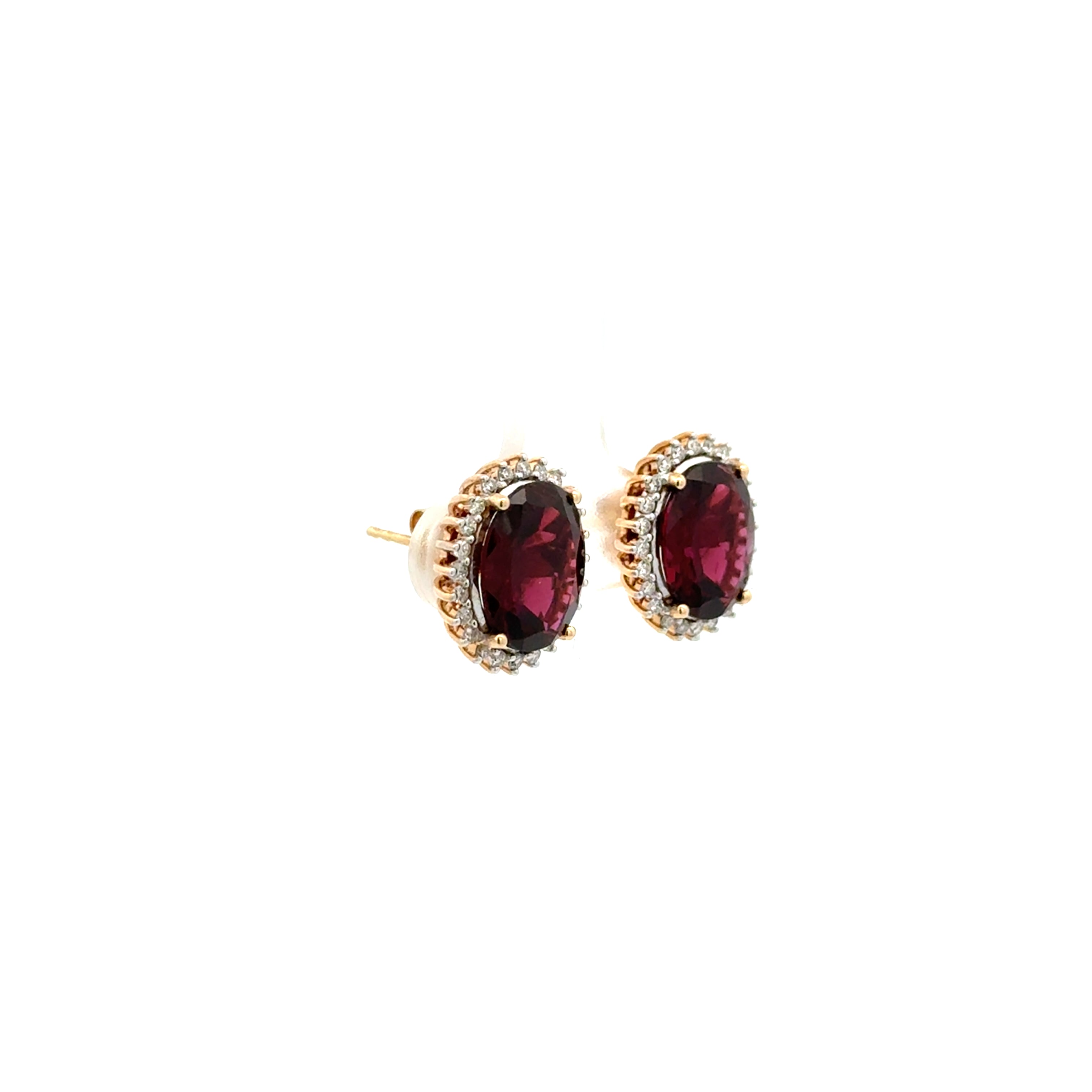 Studs Granate con Halo Diamantes