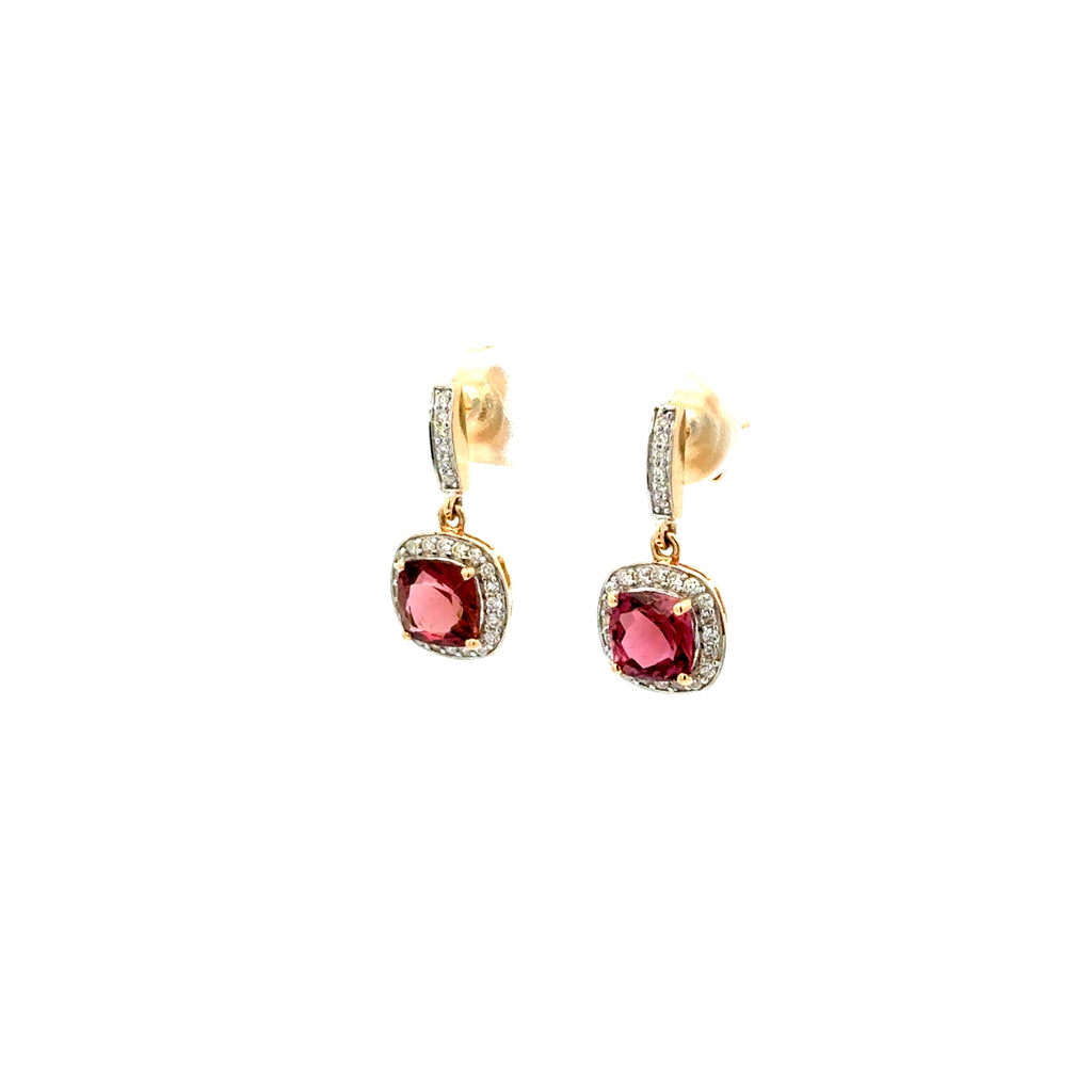 Aretes Zafiro Rosa y Diamantes