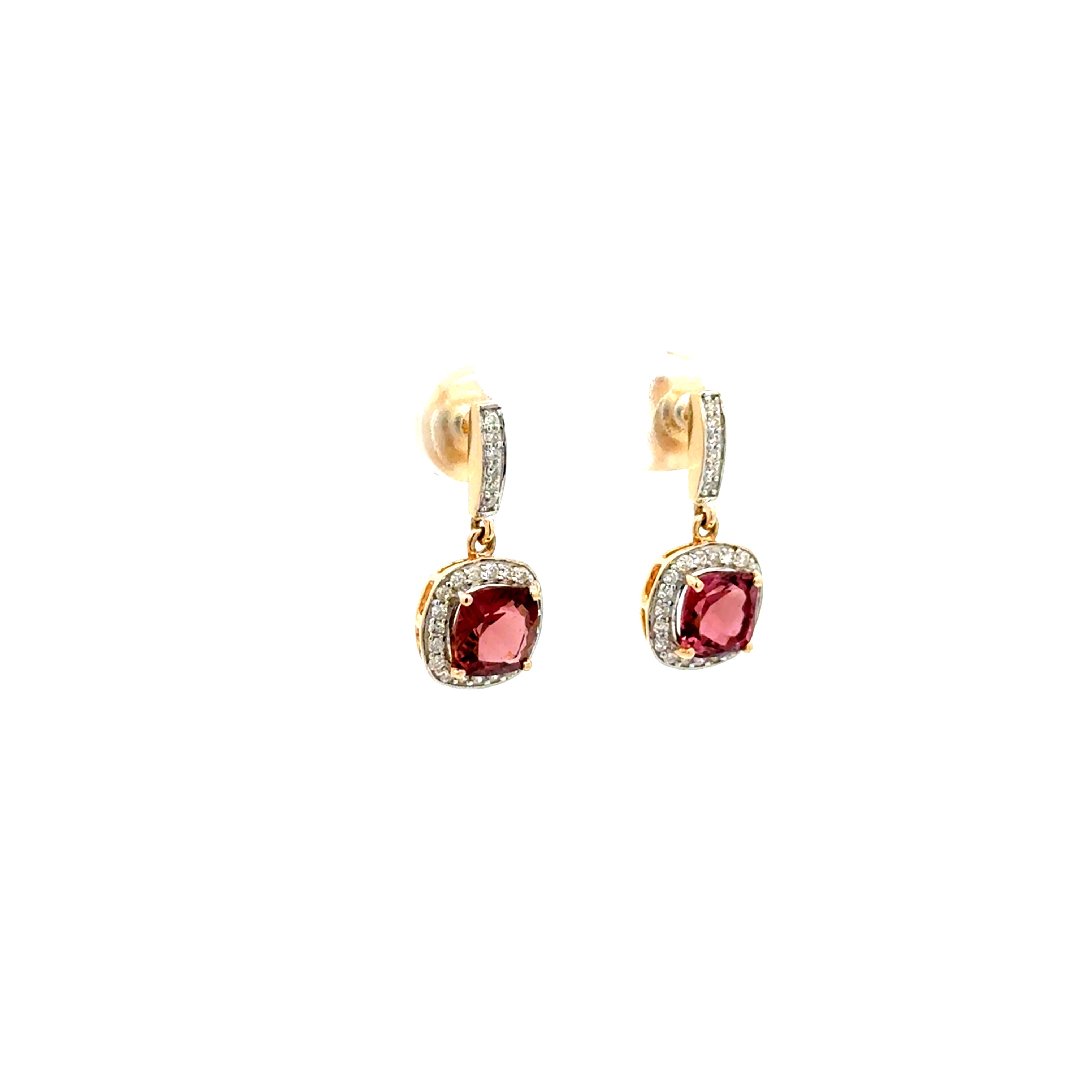 Aretes Zafiro Rosa y Diamantes