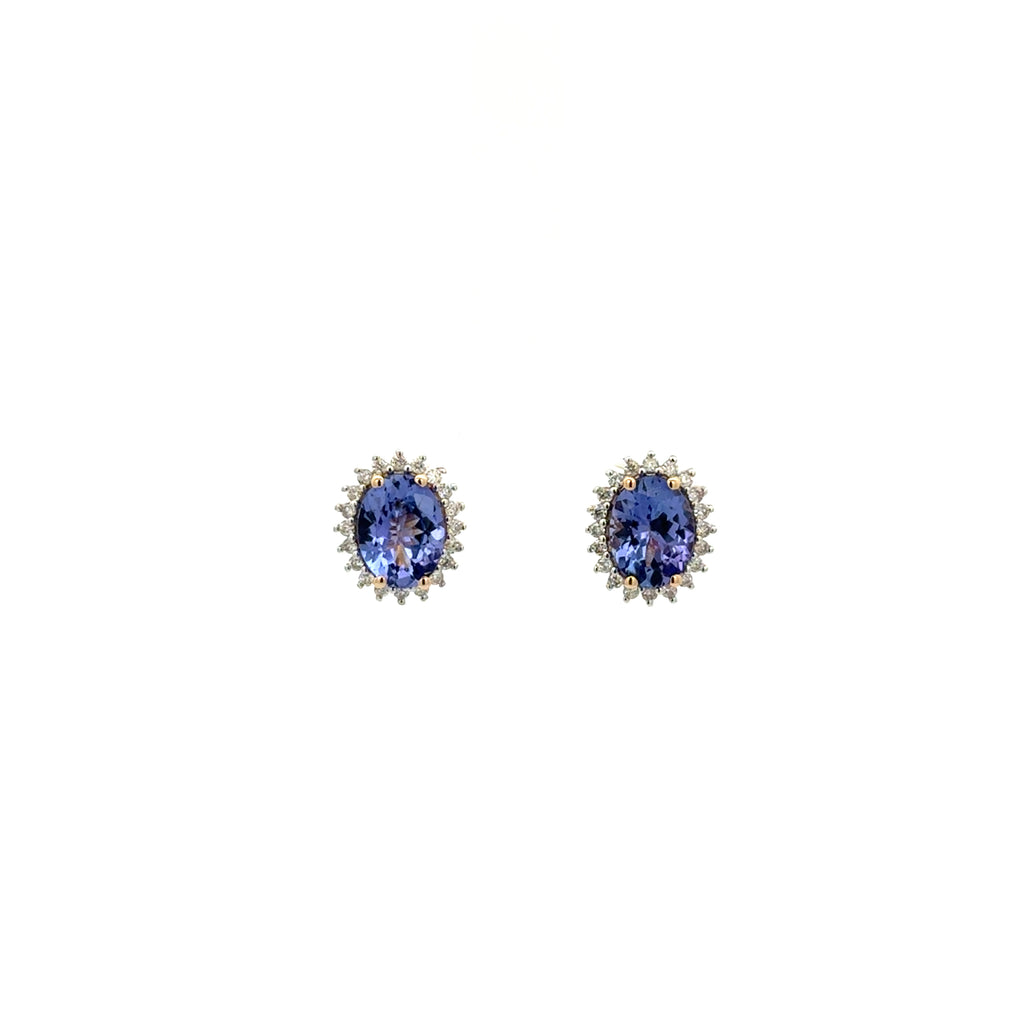 Aretes Tanzanita Halo Diamantes