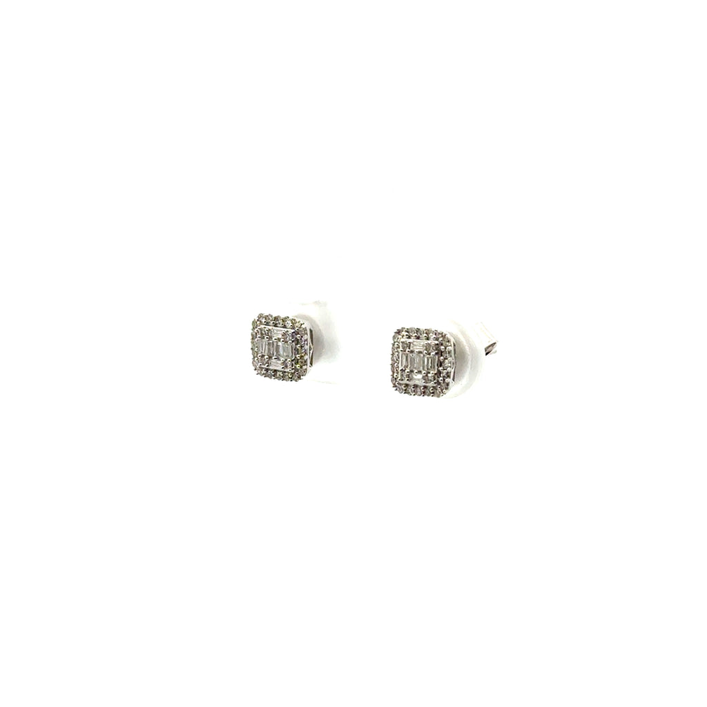 Aretes Ilusión Cuadrados de Diamantes