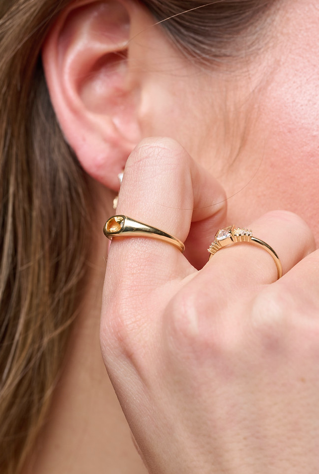 Anillo Citrina Tipo Signet