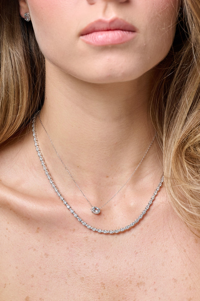 Collar Aguamarina con Halo