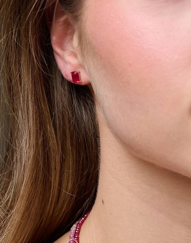 Aretes Rubíes Rectangulares