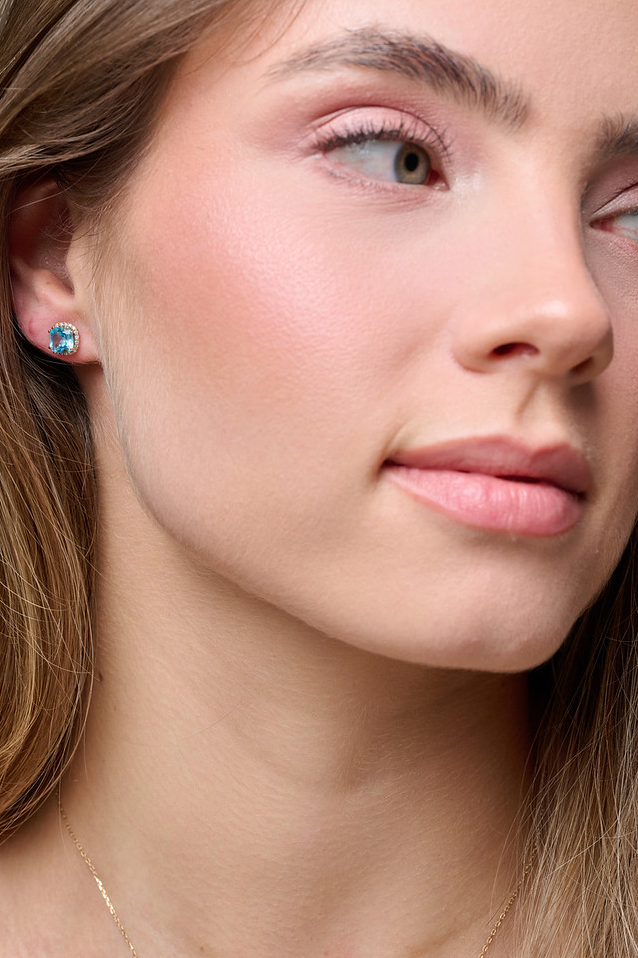 Aretes Topacio con Halo de Diamantes