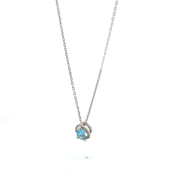 Dije Topacio con Halo Diamantes Oro Blanco