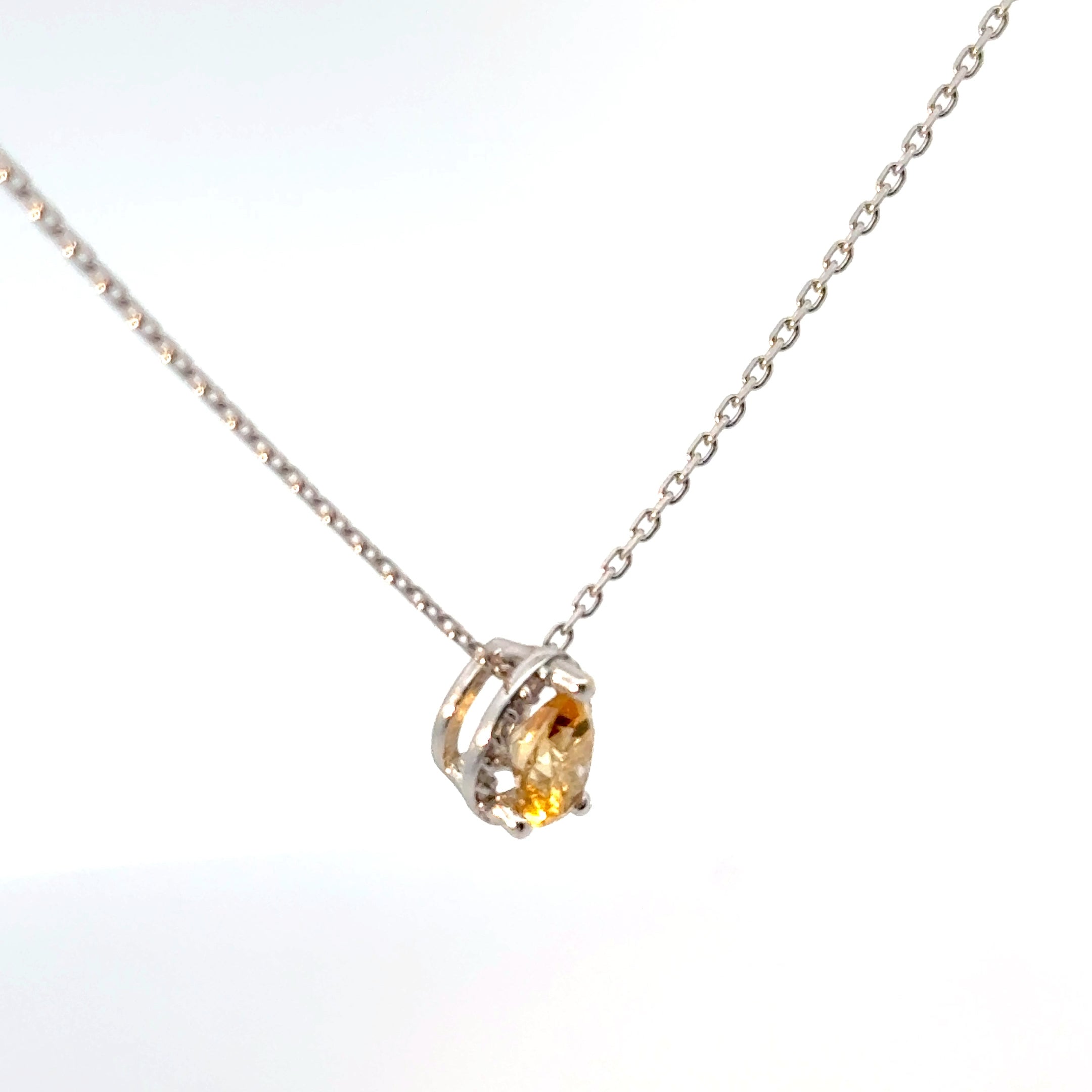 Dije Citrina con Halo Diamantes Oro Blanco