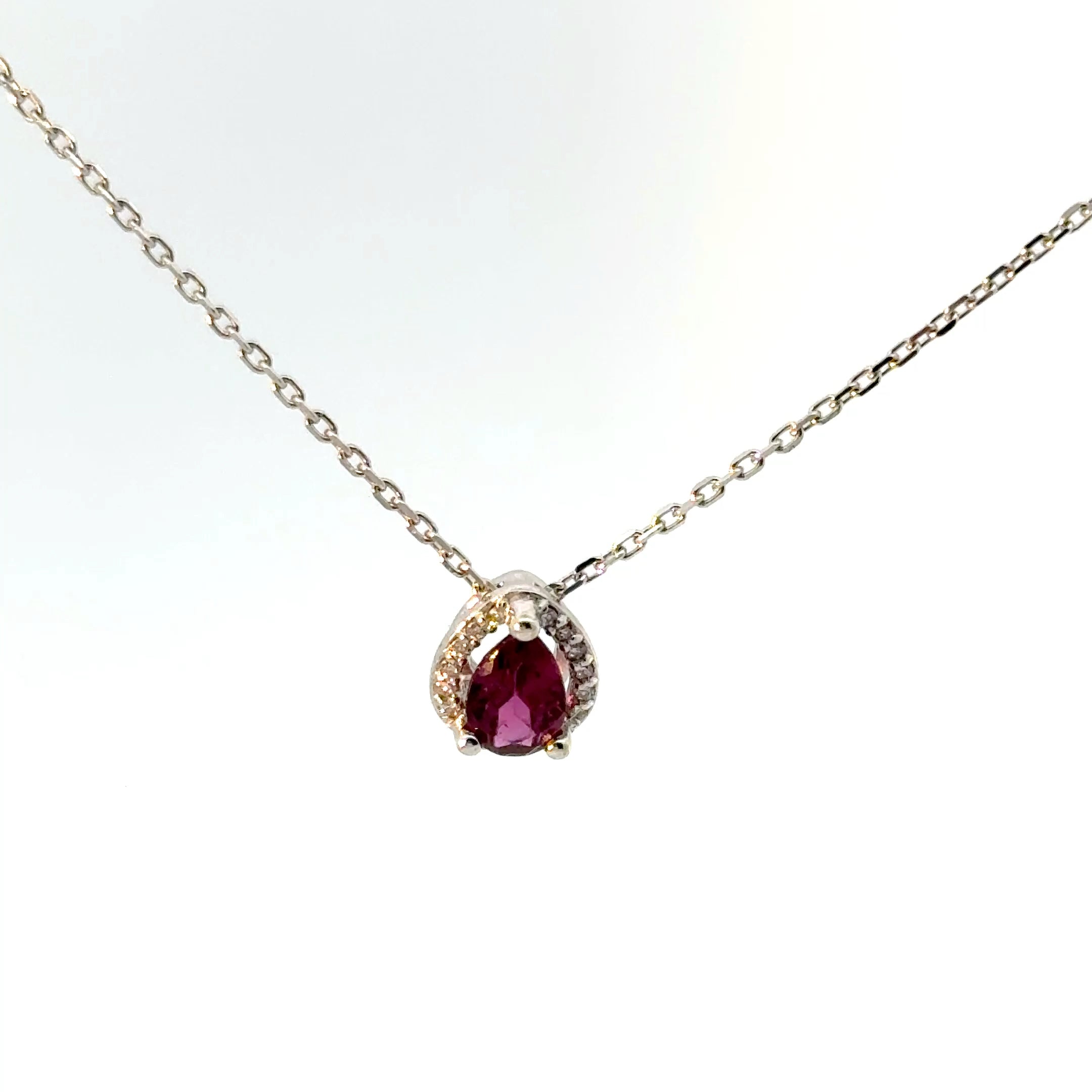 Dije Rodolita con Halo Diamante oro Blanco