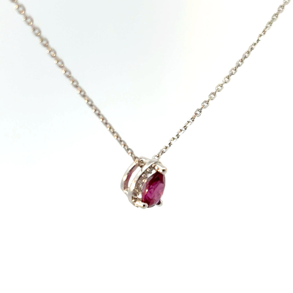 Dije Rodolita con Halo Diamante oro Blanco