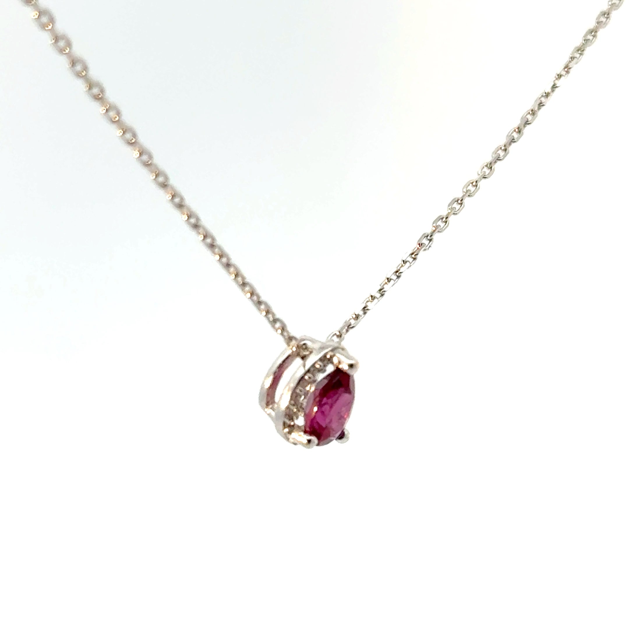 Dije Rodolita con Halo Diamante oro Blanco