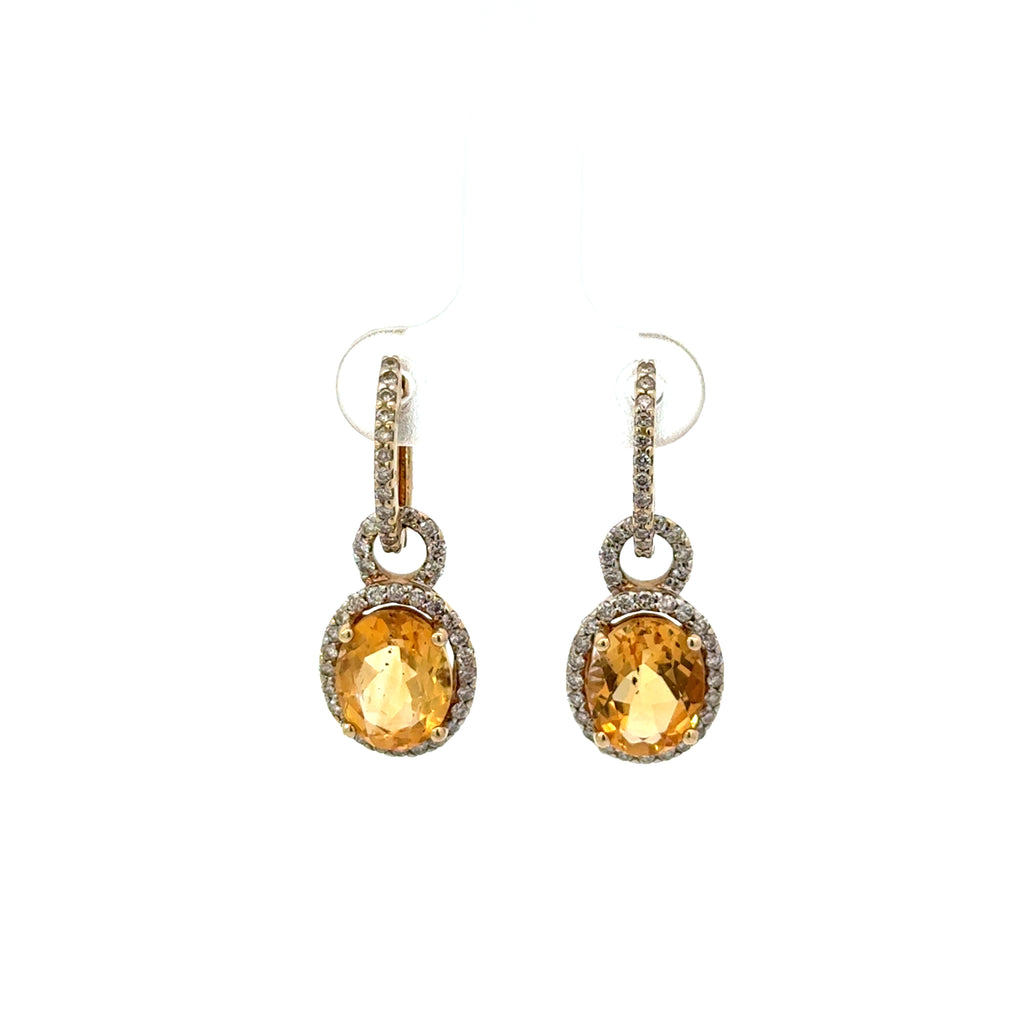 Aretes de Citrinas con Diamantes