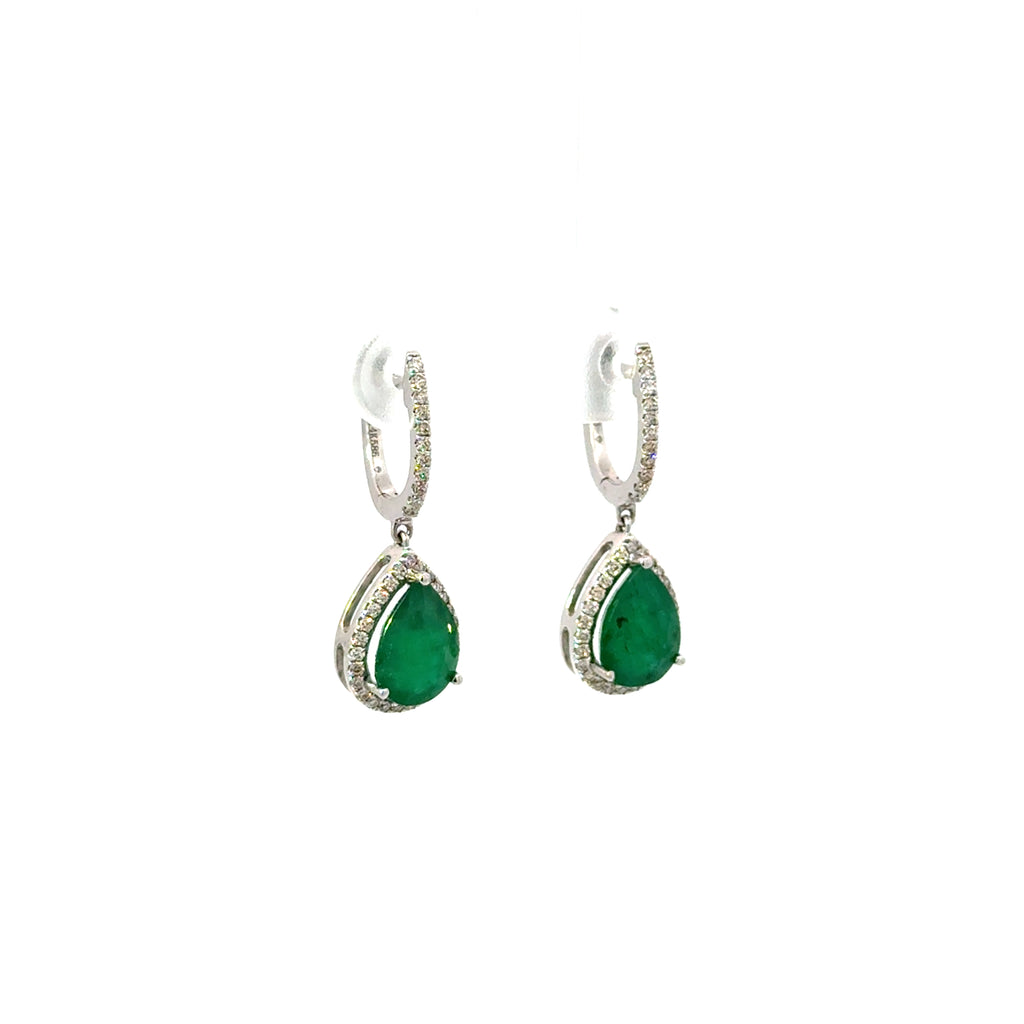 Aretes Gota Esmeralda con Diamantes
