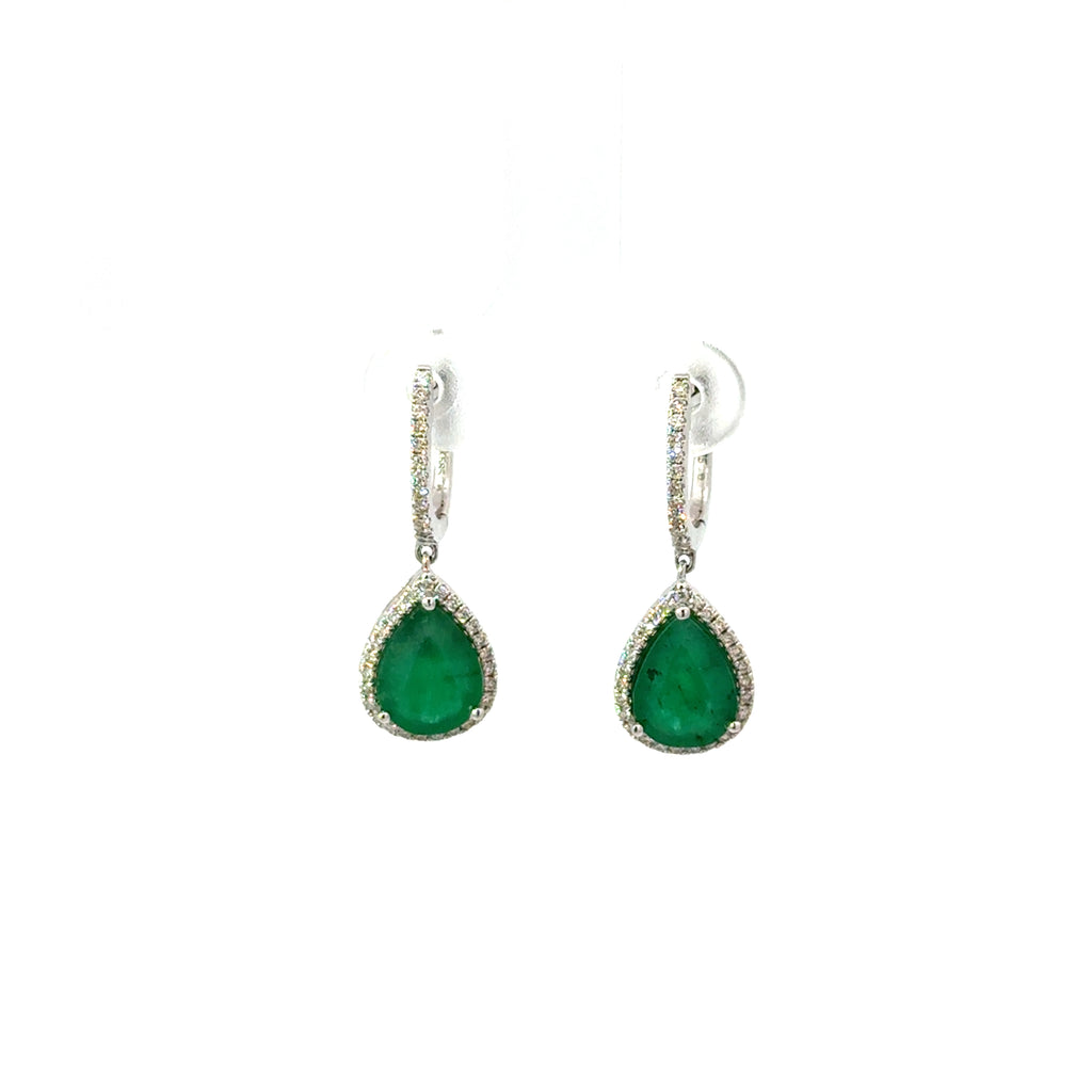 Aretes Gota Esmeralda con Diamantes