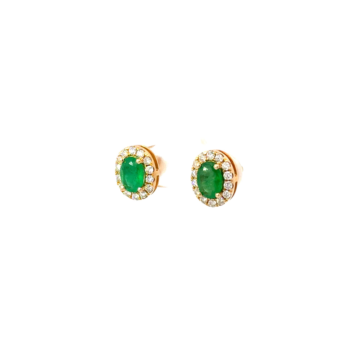 Aretes Esmeralda Ovalada con Halo Diamantes