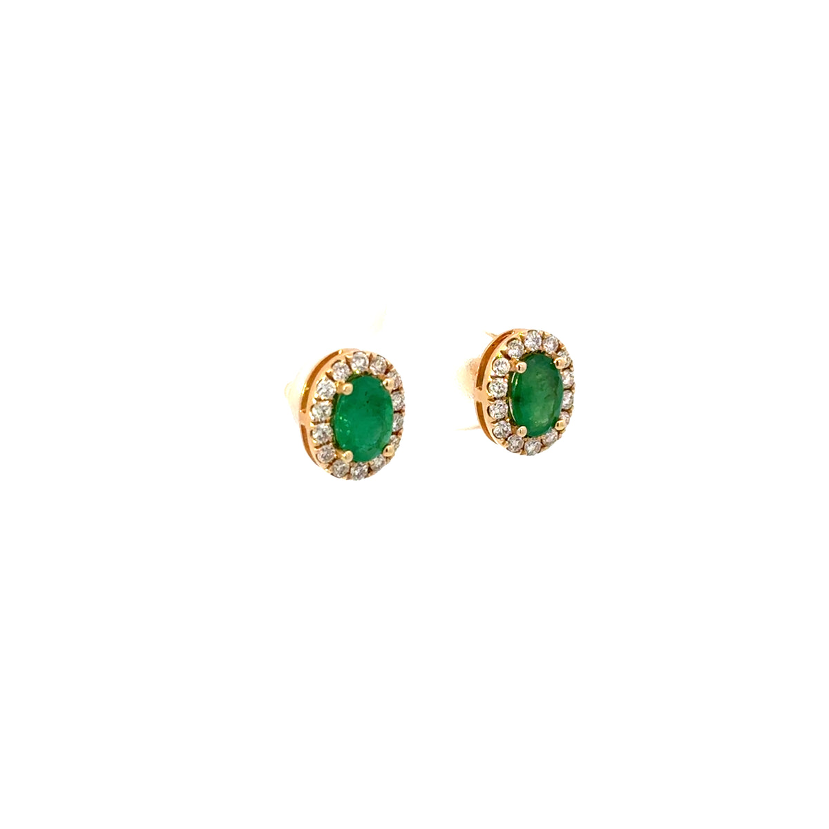 Aretes Esmeralda Ovalada con Halo Diamantes
