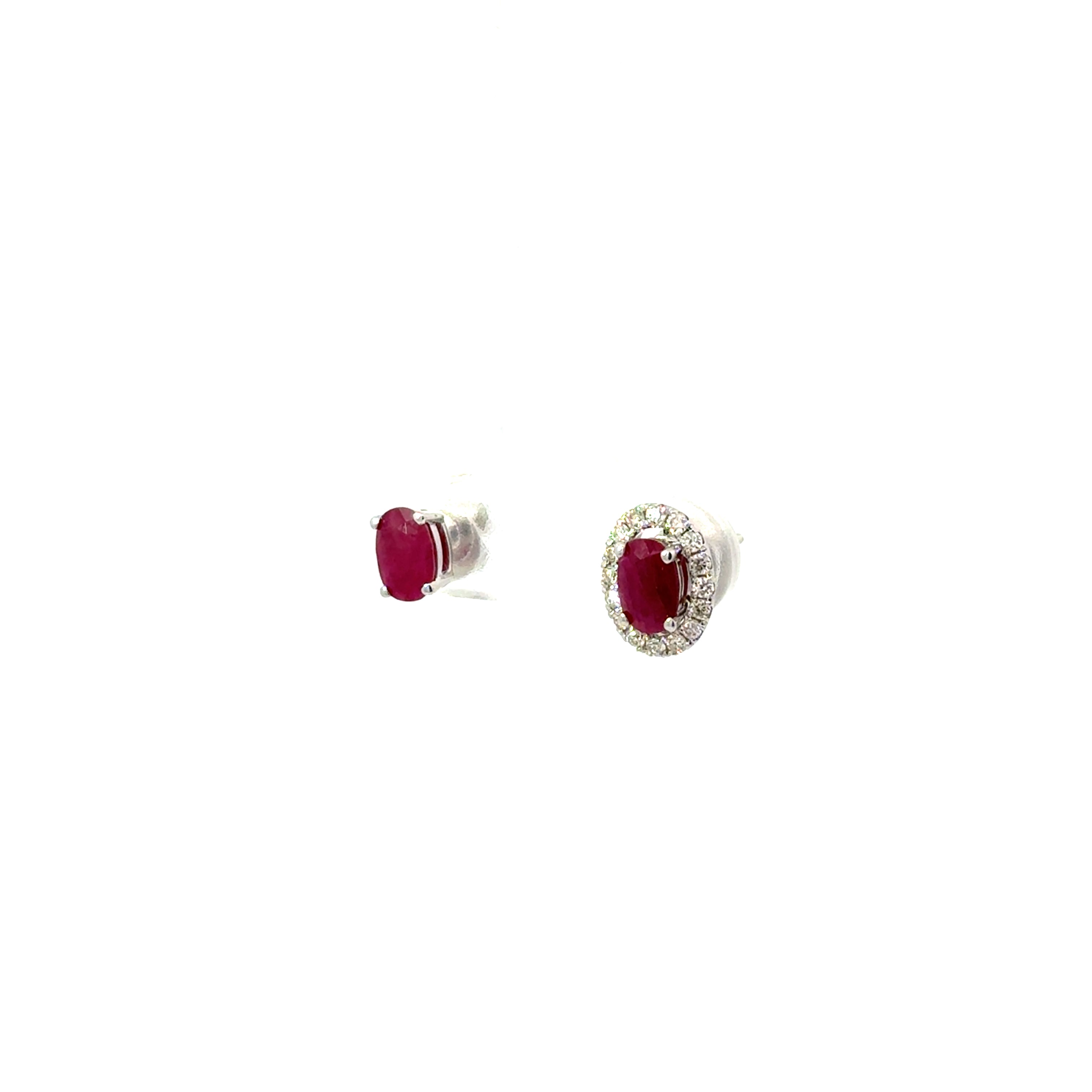 Aretes Rubí con Halo Diamantes Desmontable