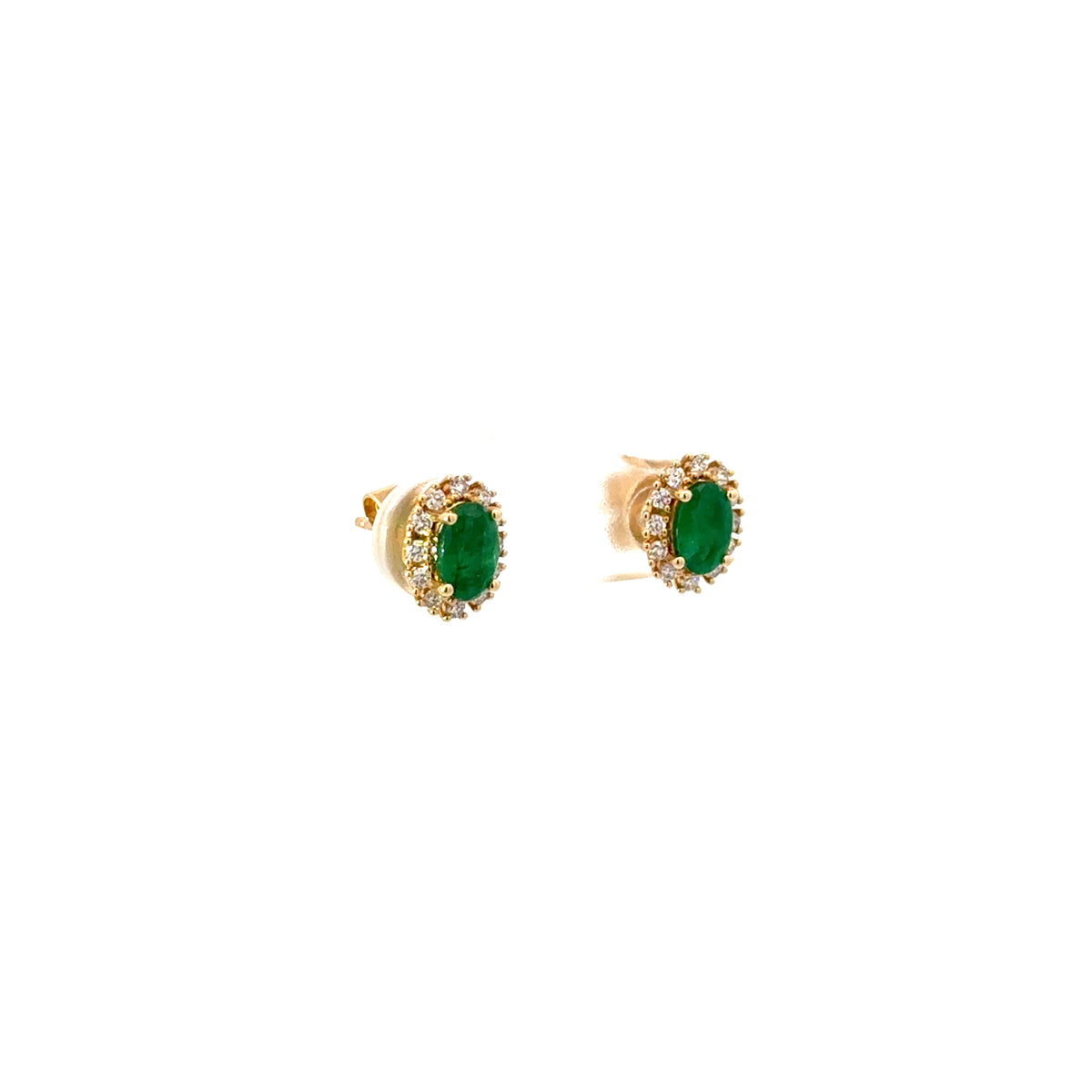 Aretes Esmeraldas Ovaladas con Halo Diamantes