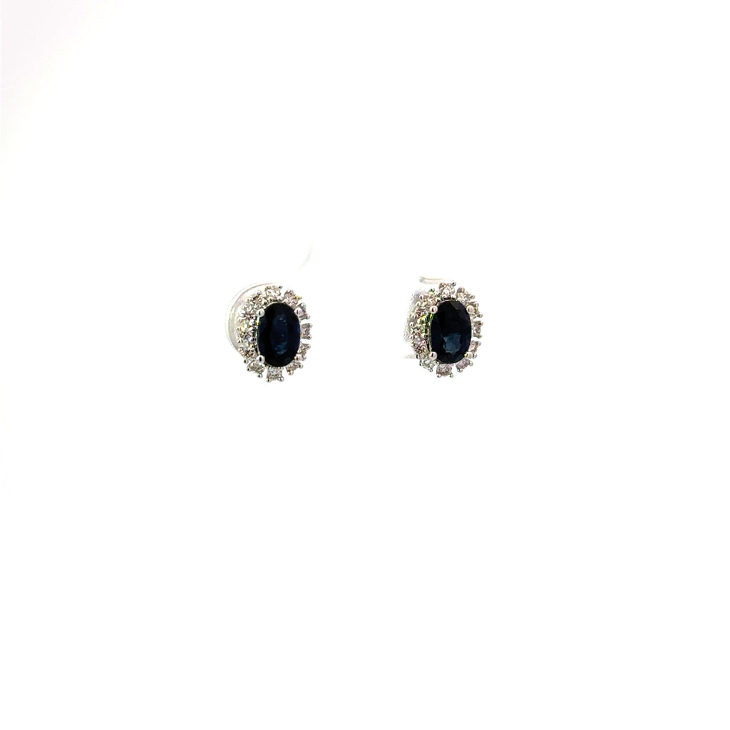 Aretes Zafiro con Halo Diamantes
